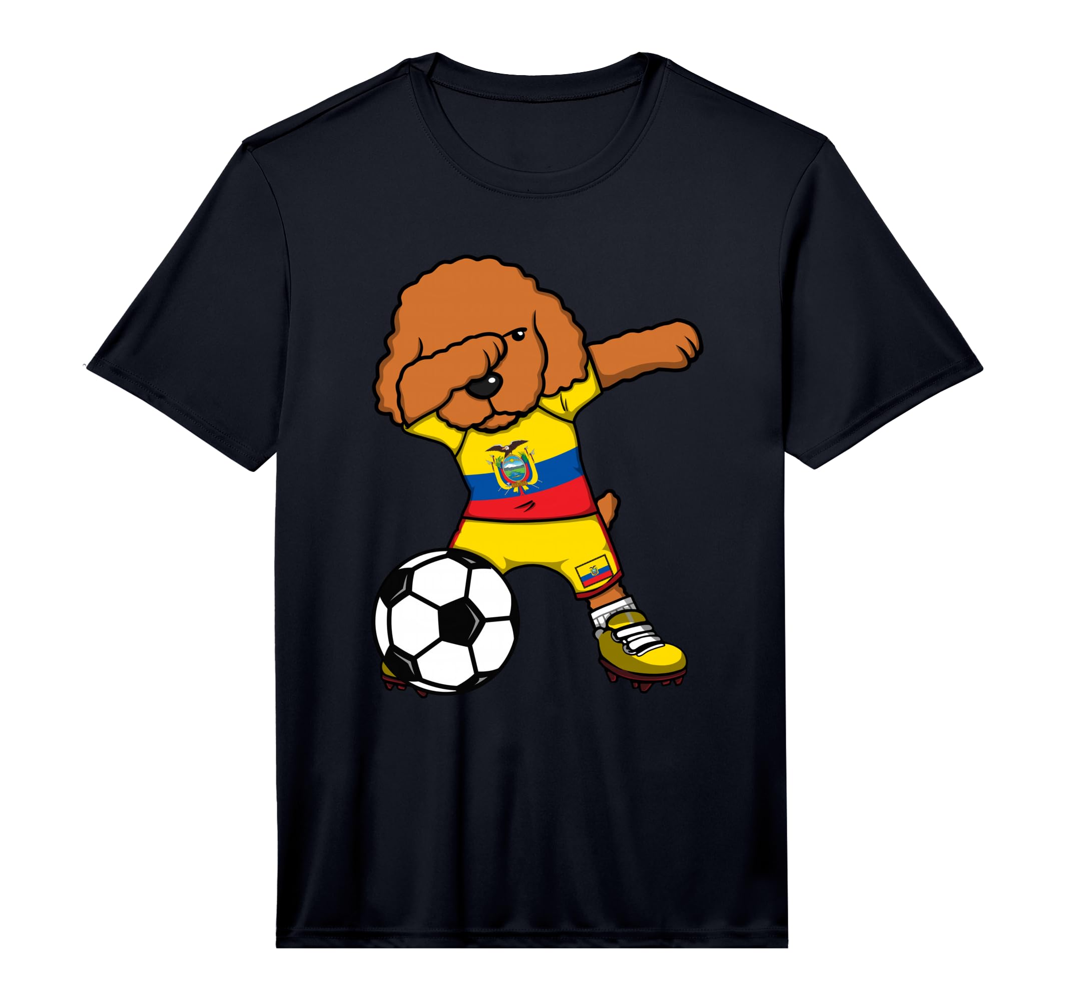Dabbing Poodle Dog Ecuador Soccer Fans T-Shirt - Trendy Graphic for Adults - T-Shirt, Sweatshirt, Hoodie