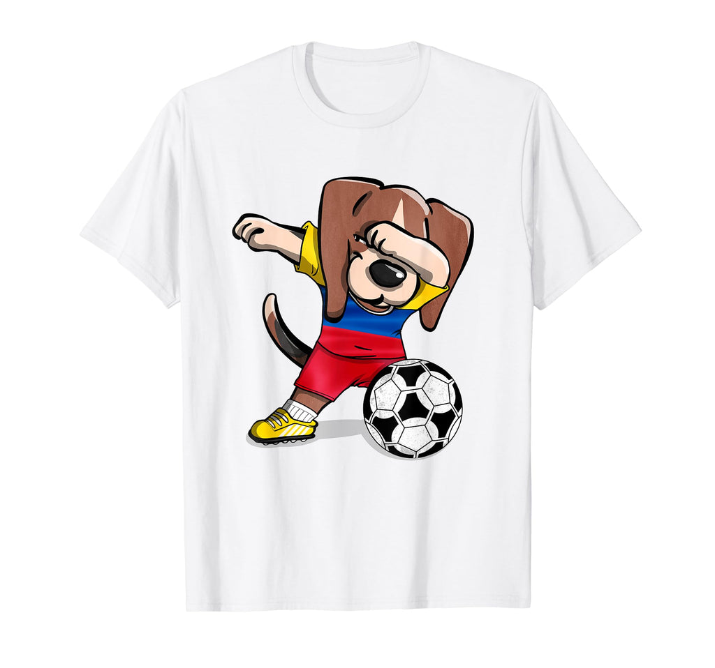 Dabbing Beagle Dog Colombia Football T-Shirt - Graphic Print Unisex - T-Shirt, Sweatshirt, Hoodie