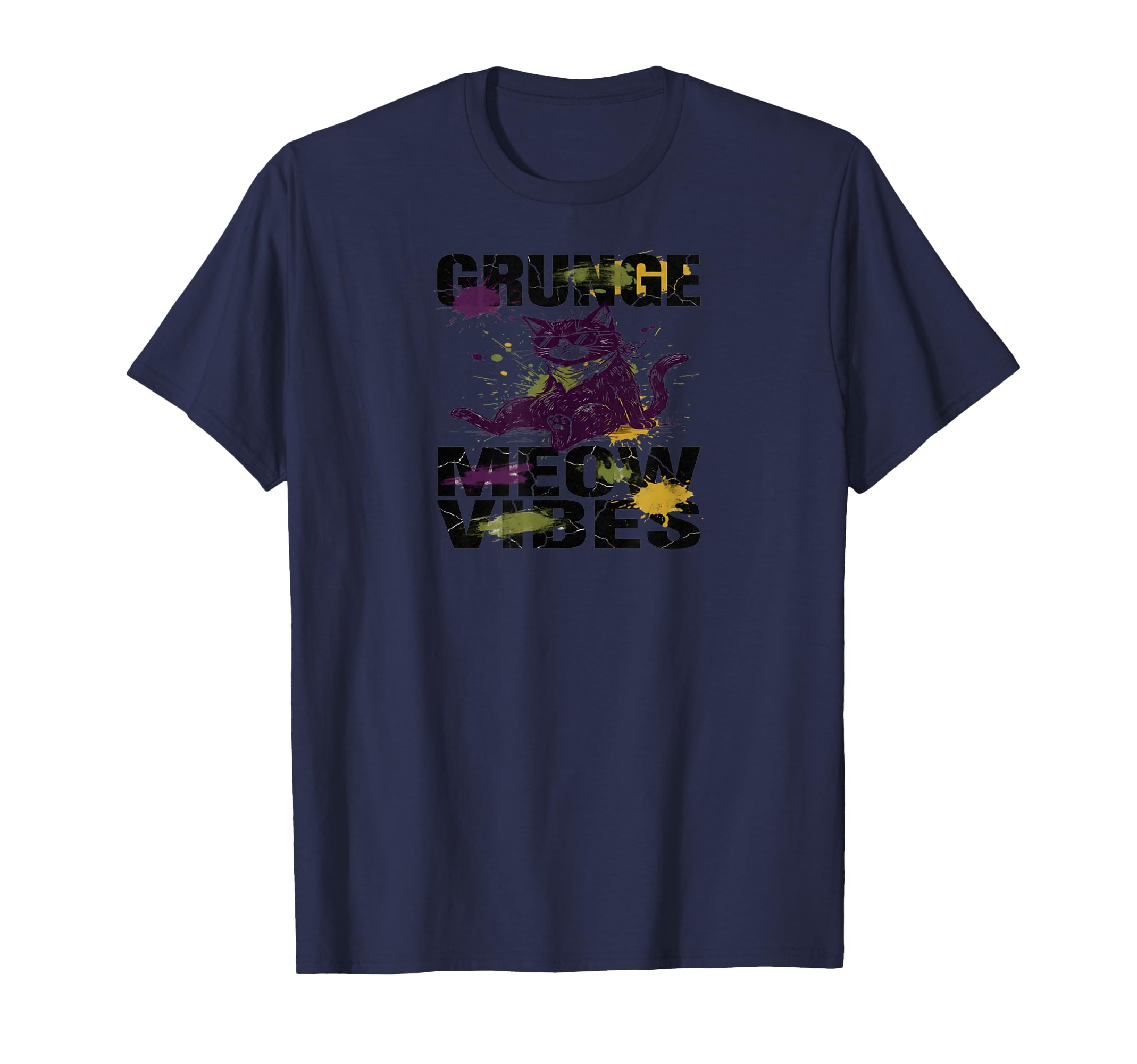 90S Grunge Cat Grunge Meow Vibes T-Shirt - Custom Art Print Unisex - T-Shirt, Sweatshirt, Hoodie