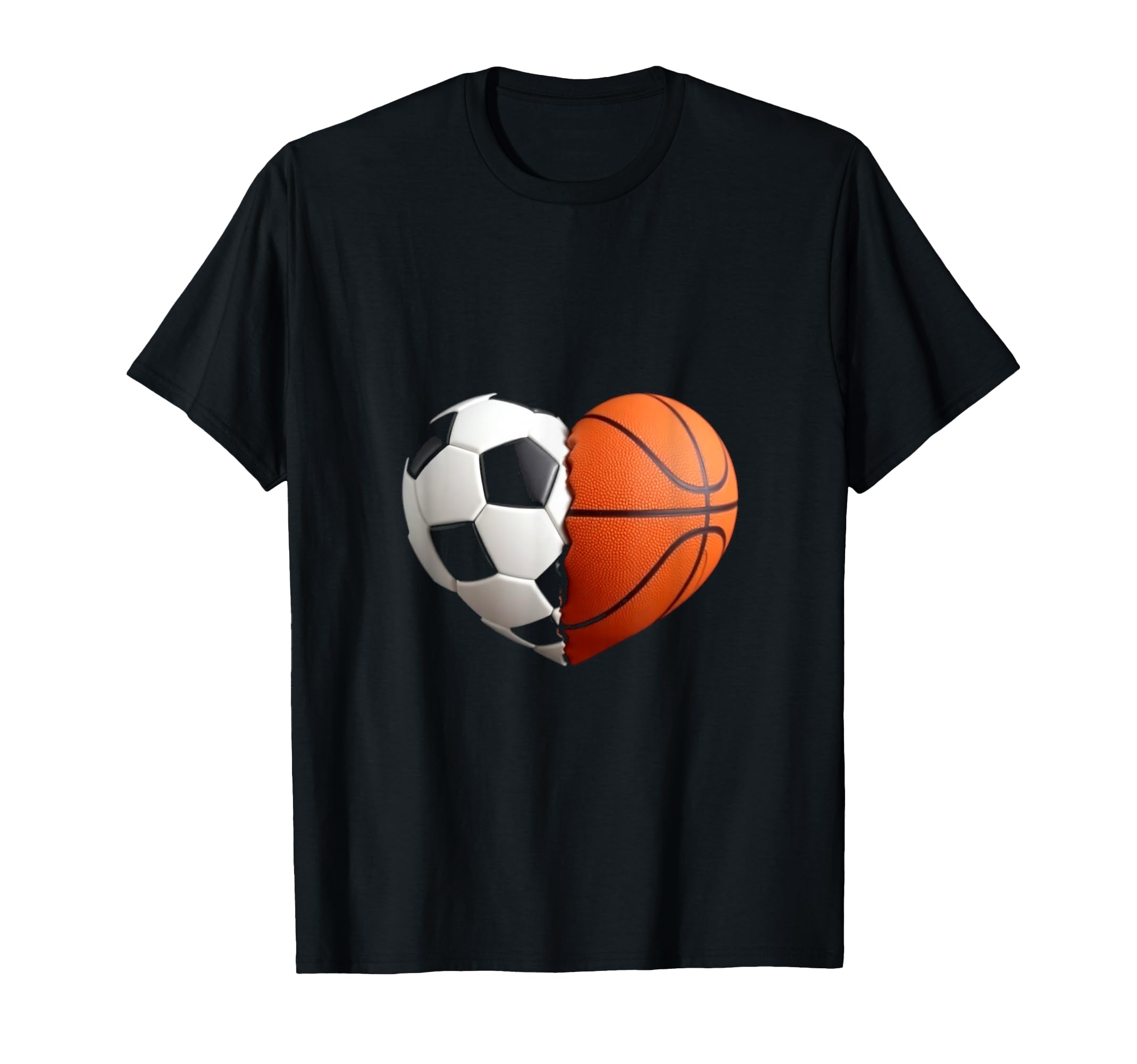 Split Heart Soccer Basketball T-Shirt - Aesthetic Graphic for Adults - T-Shirt, Sweatshirt, Hoodie