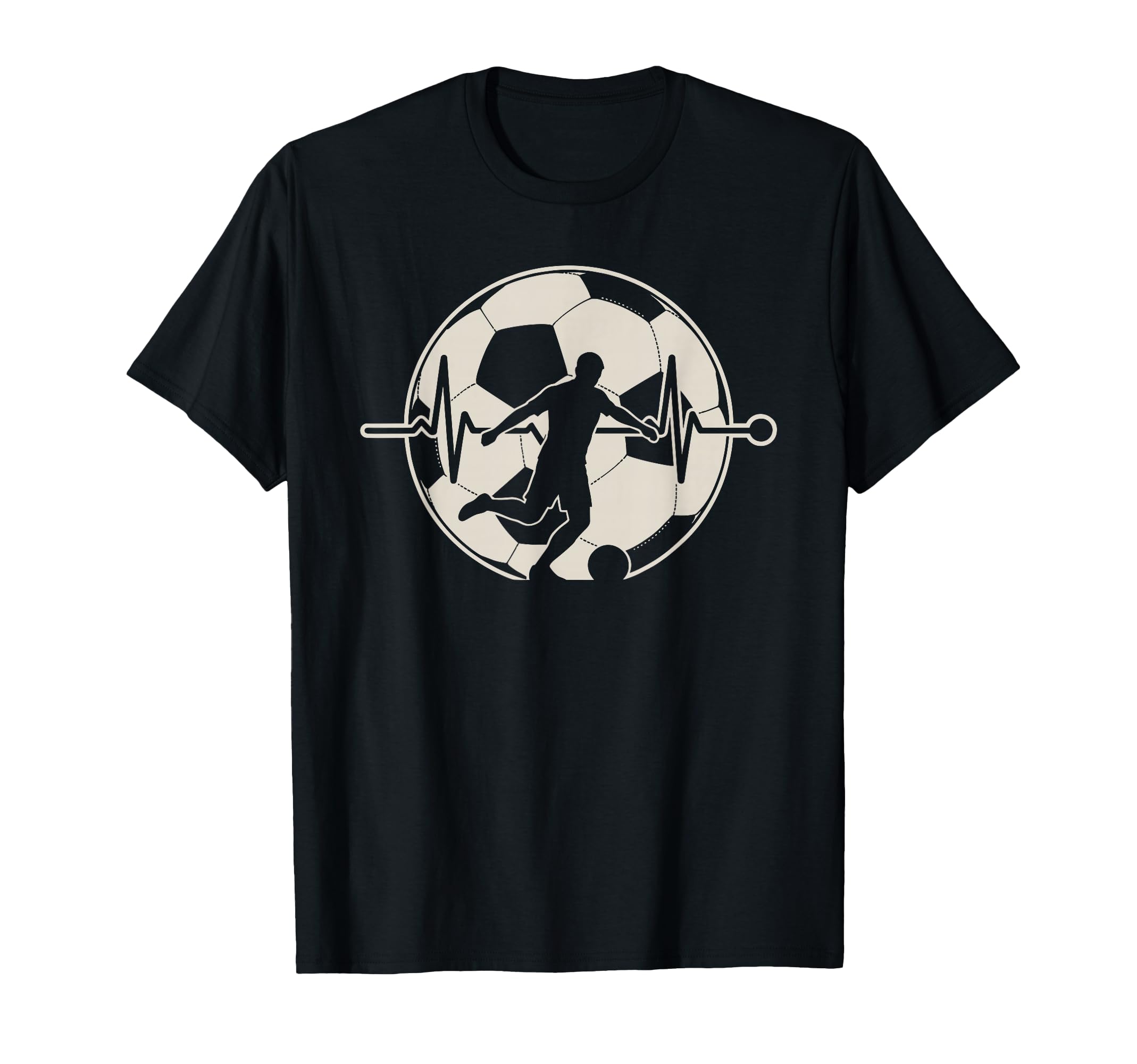 Heartbeat Football Soccer Player T-Shirt - Graphic Print Men Women - T-Shirt, Sweatshirt, Hoodie