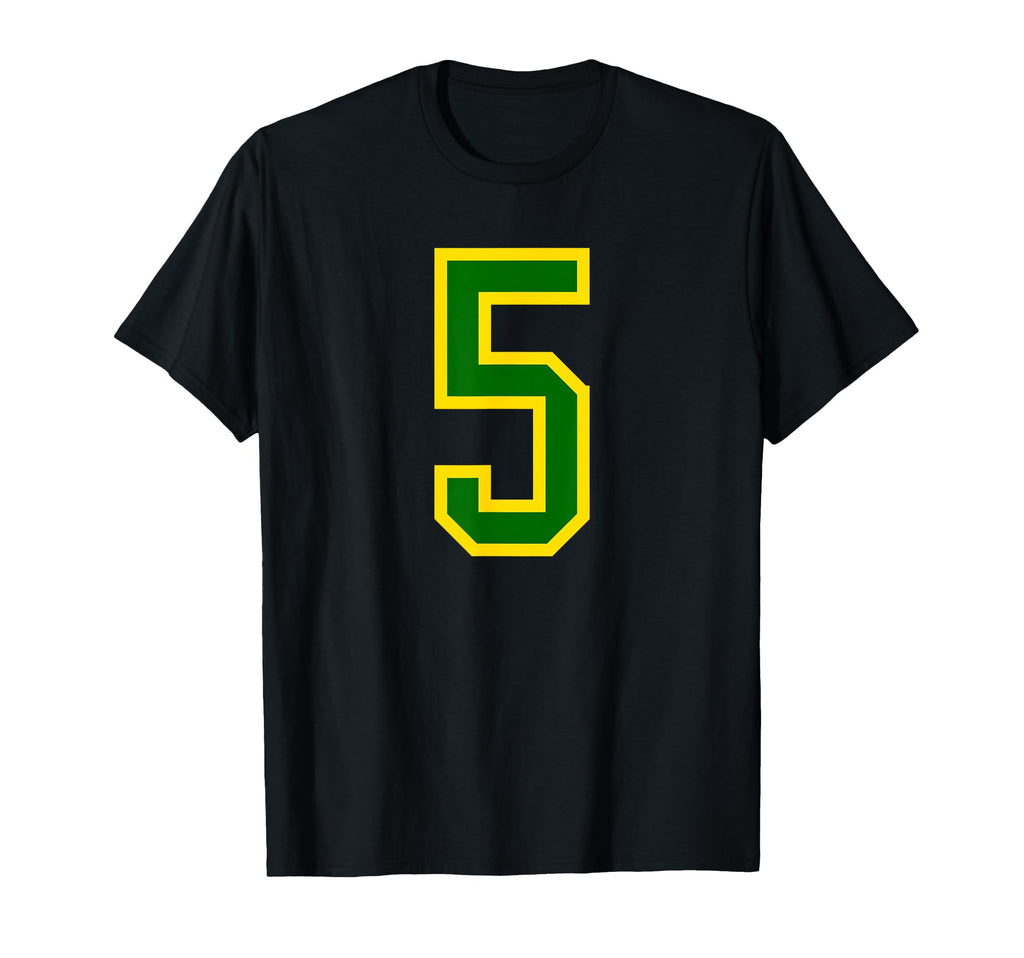 Green Yellow Sports Team Number 5 T-Shirt - Custom Art Print for Adults - T-Shirt, Sweatshirt, Hoodie
