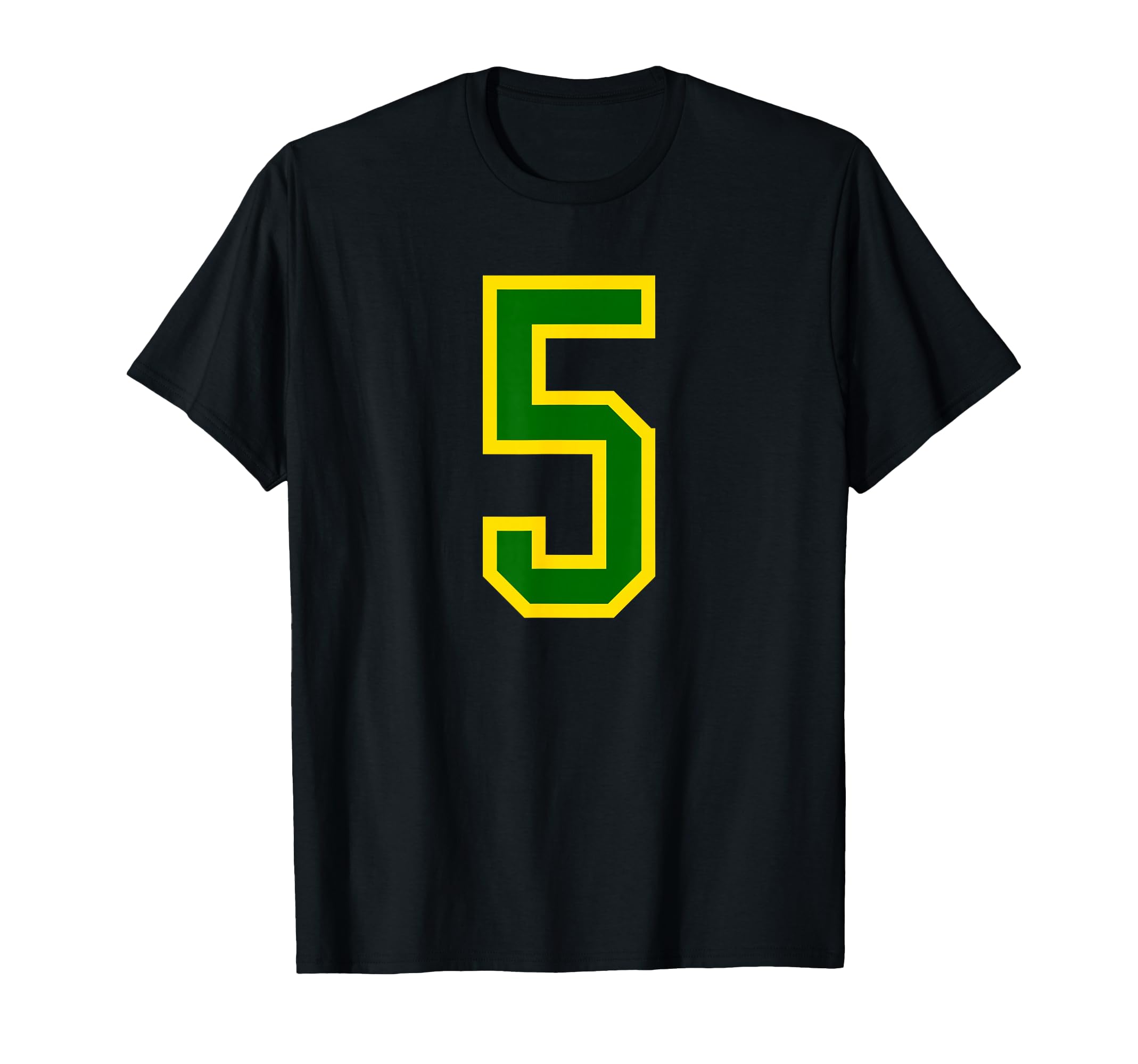 Green Yellow Sports Team Number 5 T-Shirt - Custom Art Print for Adults - T-Shirt, Sweatshirt, Hoodie
