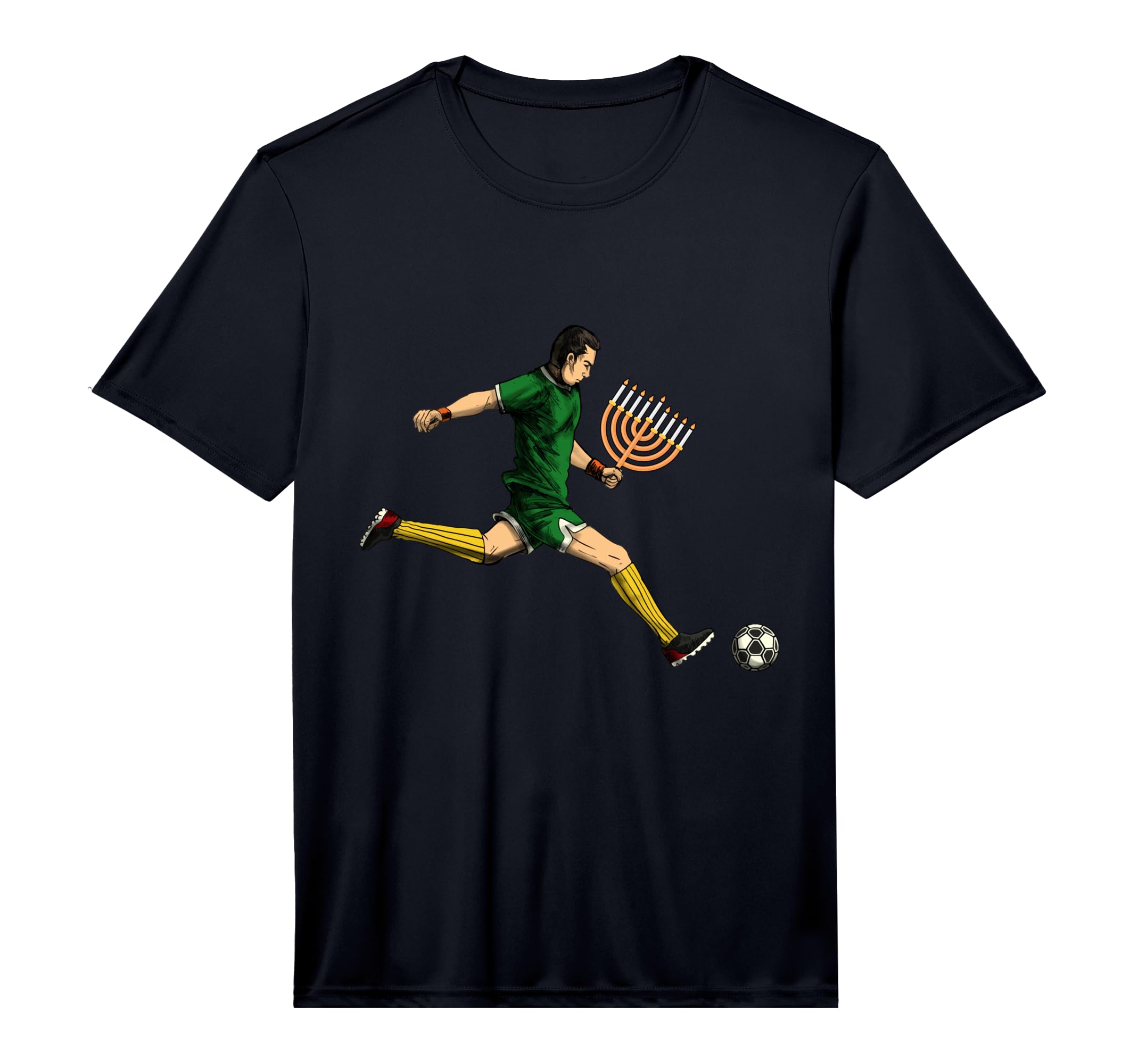 Soccer Player Menorah Hanukkah Sport T-Shirt - Minimalist Print for Adults - T-Shirt, Sweatshirt, Hoodie