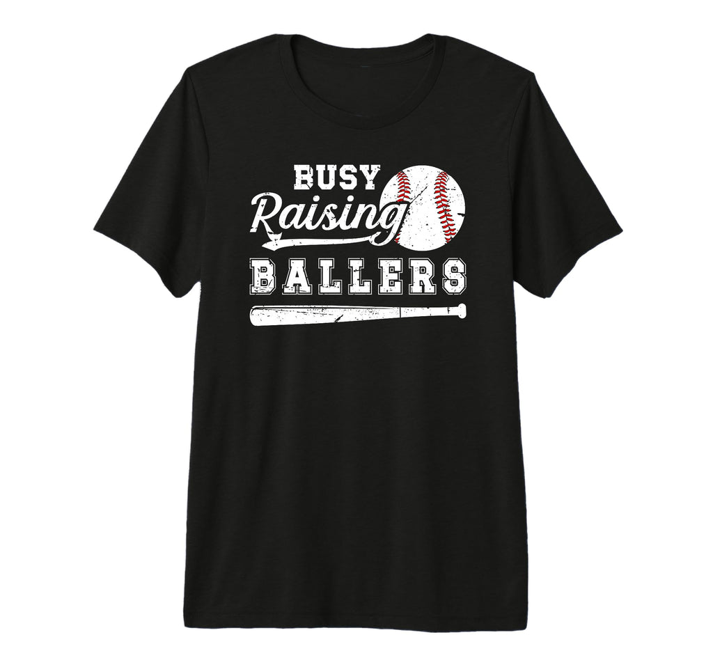 Mens Busy Raising Ballers Baseball Dad T-Shirt - Unique Graphic Unisex - T-Shirt, Sweatshirt, Hoodie