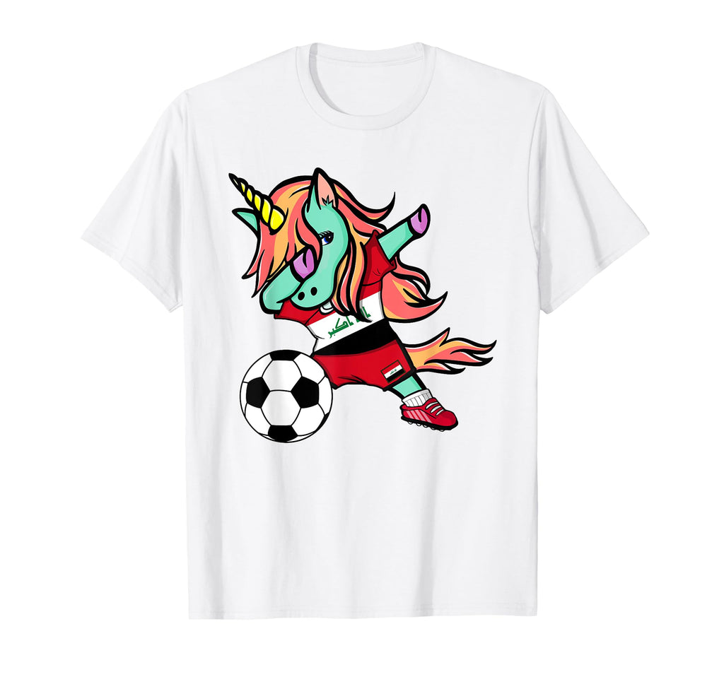 Unicorn Dabbing Iraq Soccer Jersey Iraqi T-Shirt - Streetwear Style Unisex - T-Shirt, Sweatshirt, Hoodie