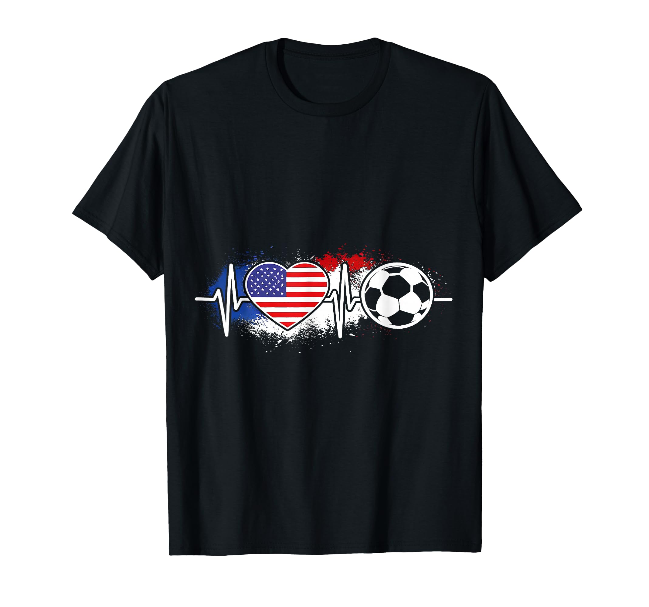 Usa Soccer Heartbeat American Flag T-Shirt - Minimalist Print Unisex - T-Shirt, Sweatshirt, Hoodie