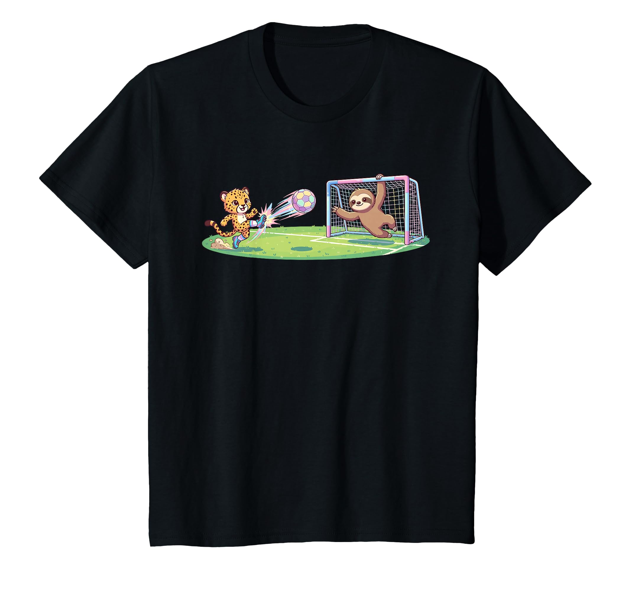 Cheetah Kicks Ball Sloth Goalie T-Shirt - Novelty Apparel for Adults - T-Shirt, Sweatshirt, Hoodie