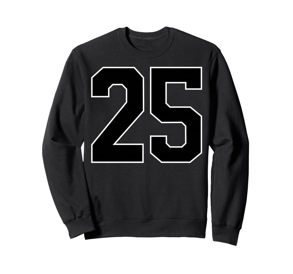 Black Sports Team Number 25 Fan Sweatshirt - Custom Art Print Unisex - T-Shirt, Sweatshirt, Hoodie