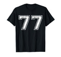 Number 77 Distressed Seventy Seven T-Shirt - Minimalist Print Men Women - T-Shirt, Sweatshirt, Hoodie