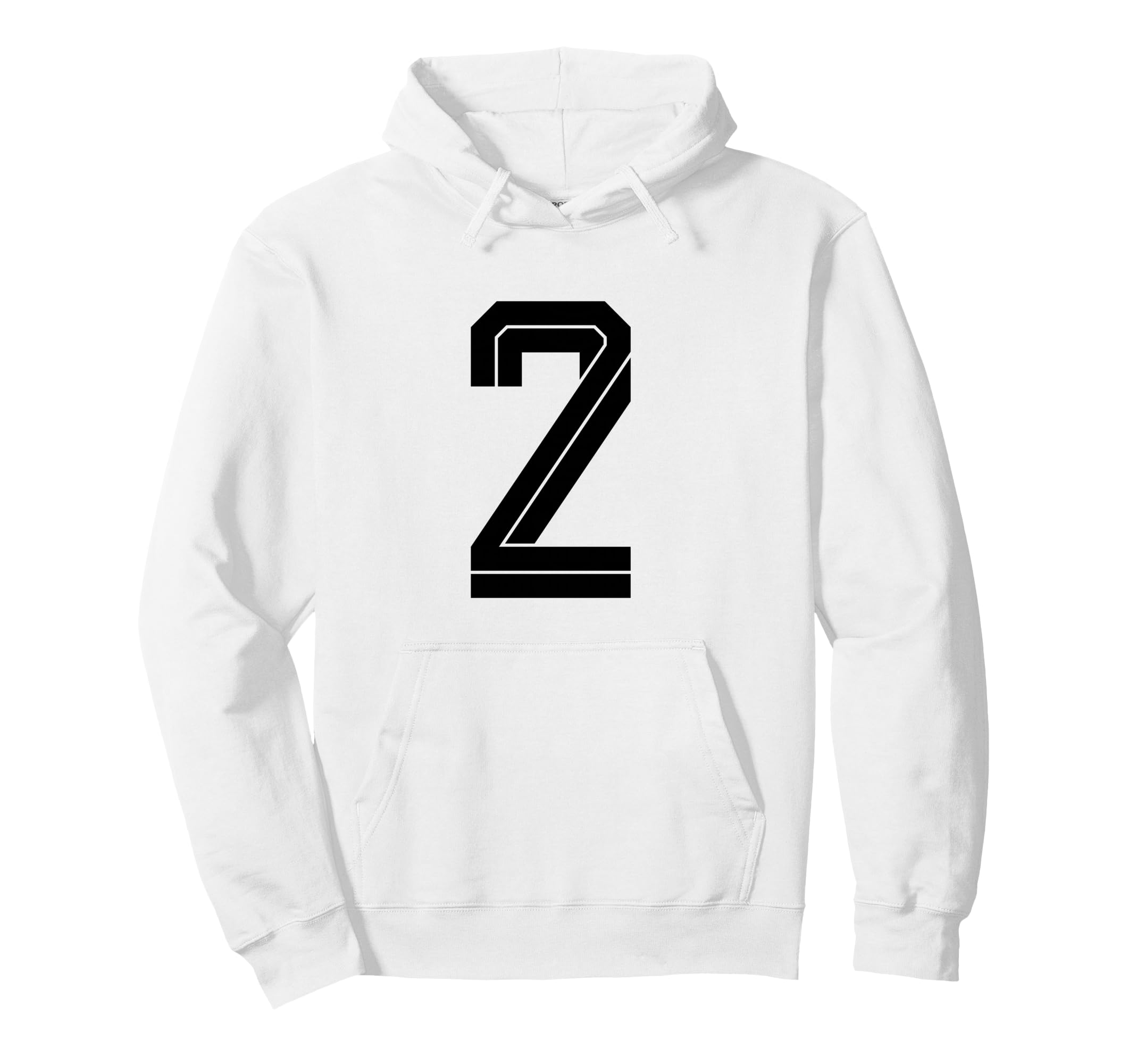 2 White Number 2 Sports Fan Soccer Hoodie - Fun Novelty Design for Adults - T-Shirt, Sweatshirt, Hoodie