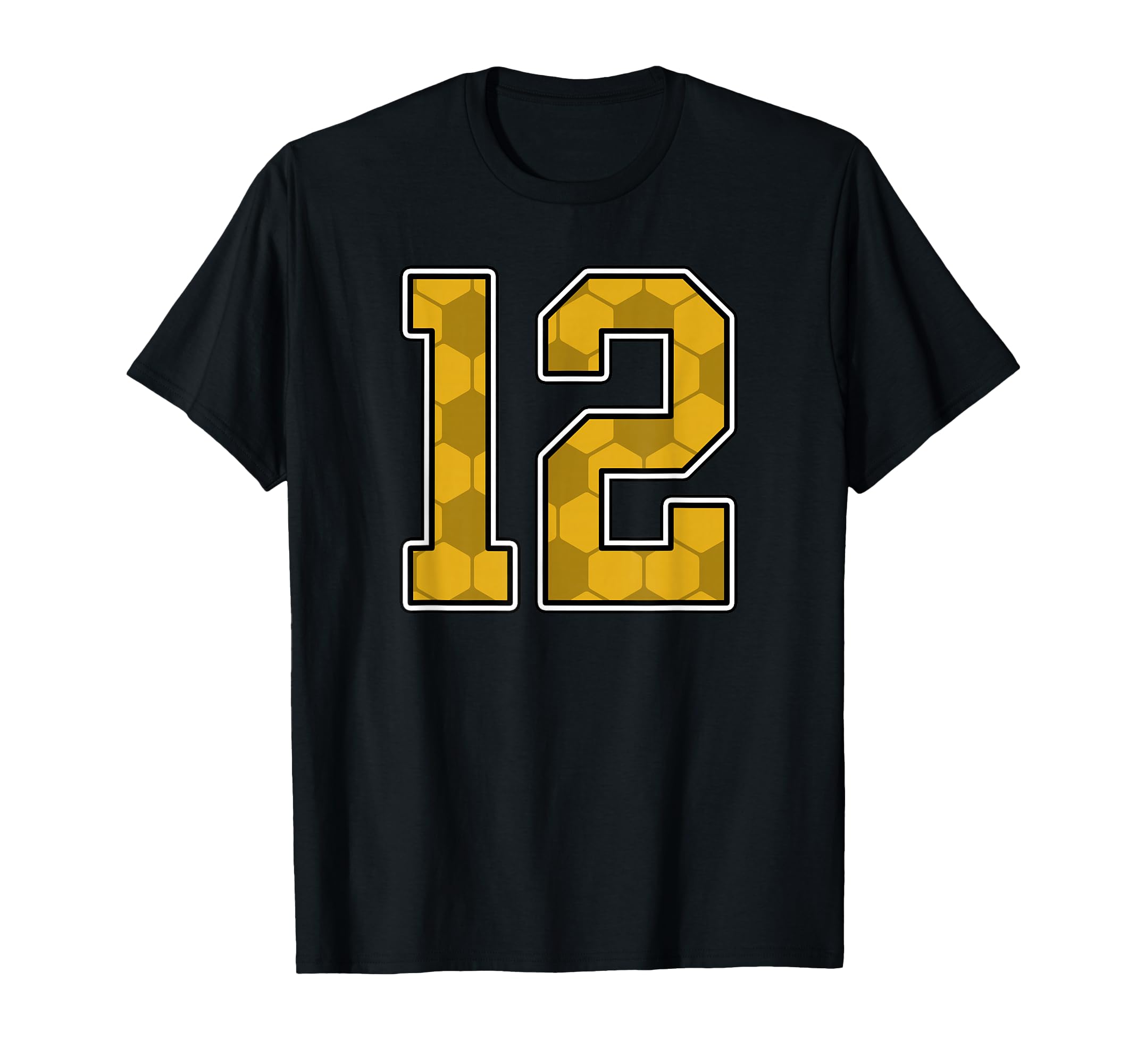 Gold Soccer Pattern Number 12 T-Shirt - Fun Novelty Design Men Women - T-Shirt, Sweatshirt, Hoodie