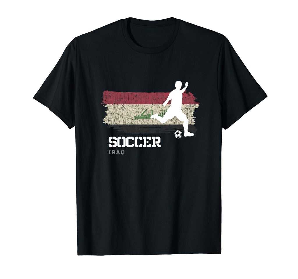 Soccer Iraq Flag Football Team T-Shirt - Casual Everyday Wear Men Women - T-Shirt, Sweatshirt, Hoodie