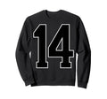 Black Sports Team Number 14 Fan Sweatshirt - Novelty Apparel Men Women - T-Shirt, Sweatshirt, Hoodie