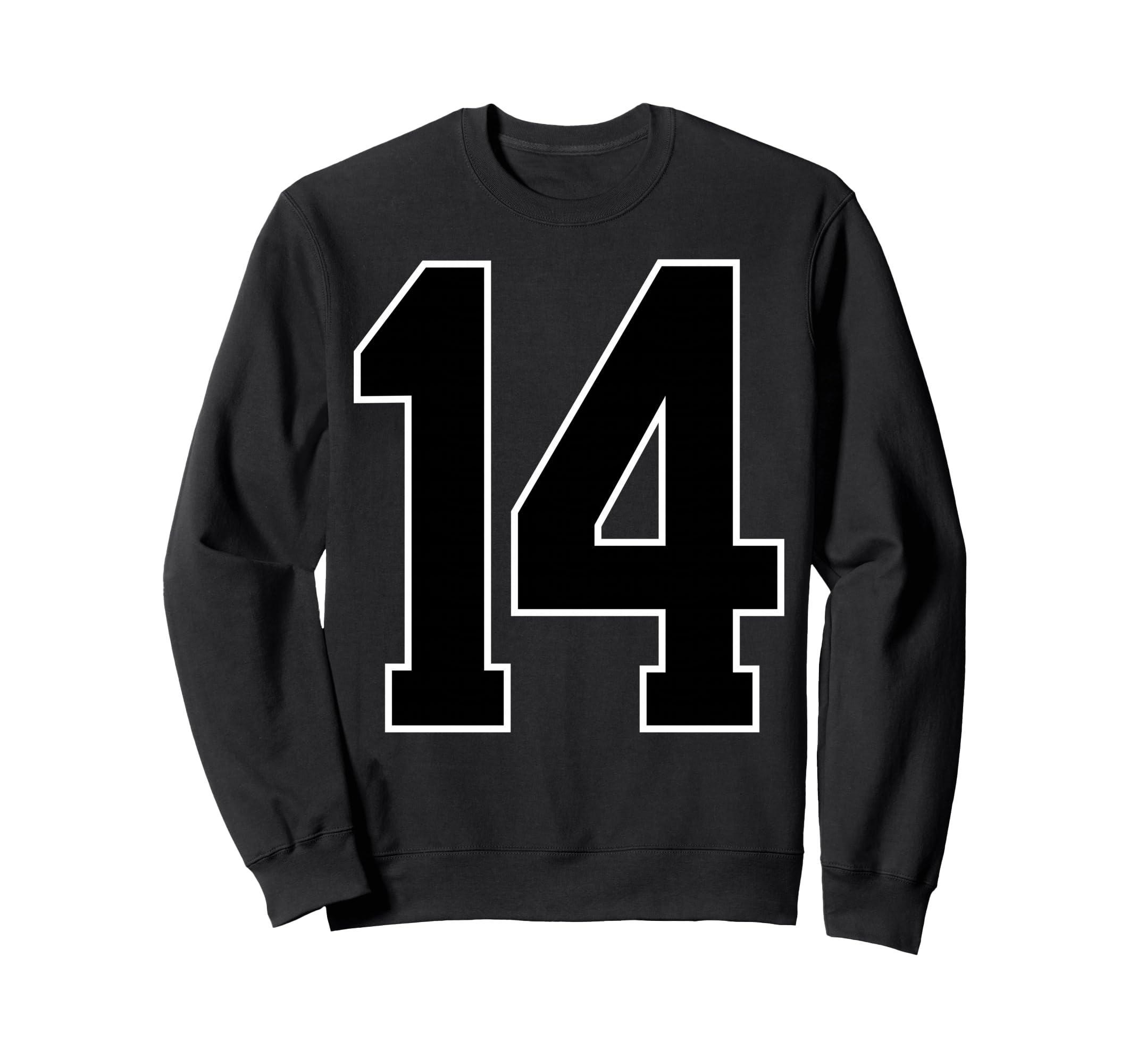 Black Sports Team Number 14 Fan Sweatshirt - Novelty Apparel Men Women - T-Shirt, Sweatshirt, Hoodie