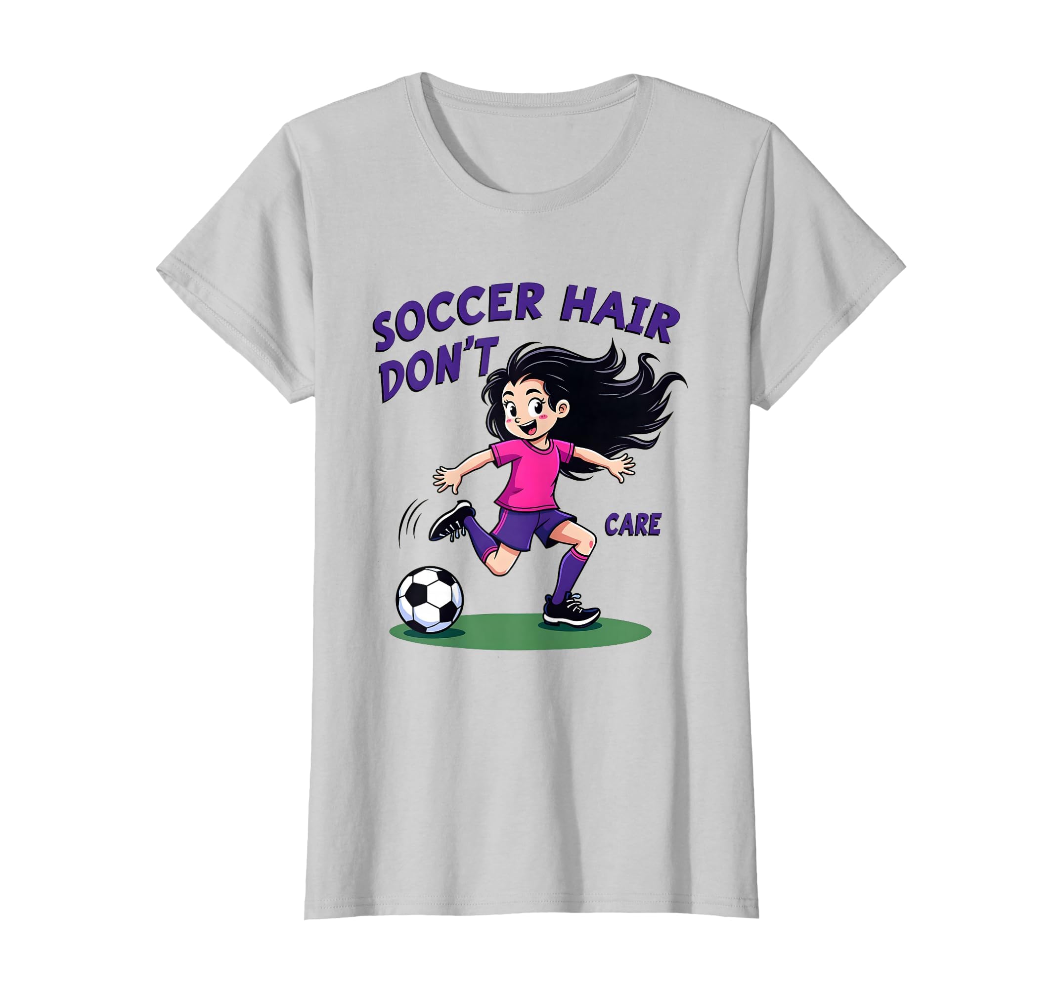 Soccer Hair Dont Care Soccer T-Shirt - Trendy Graphic for Adults - T-Shirt, Sweatshirt, Hoodie