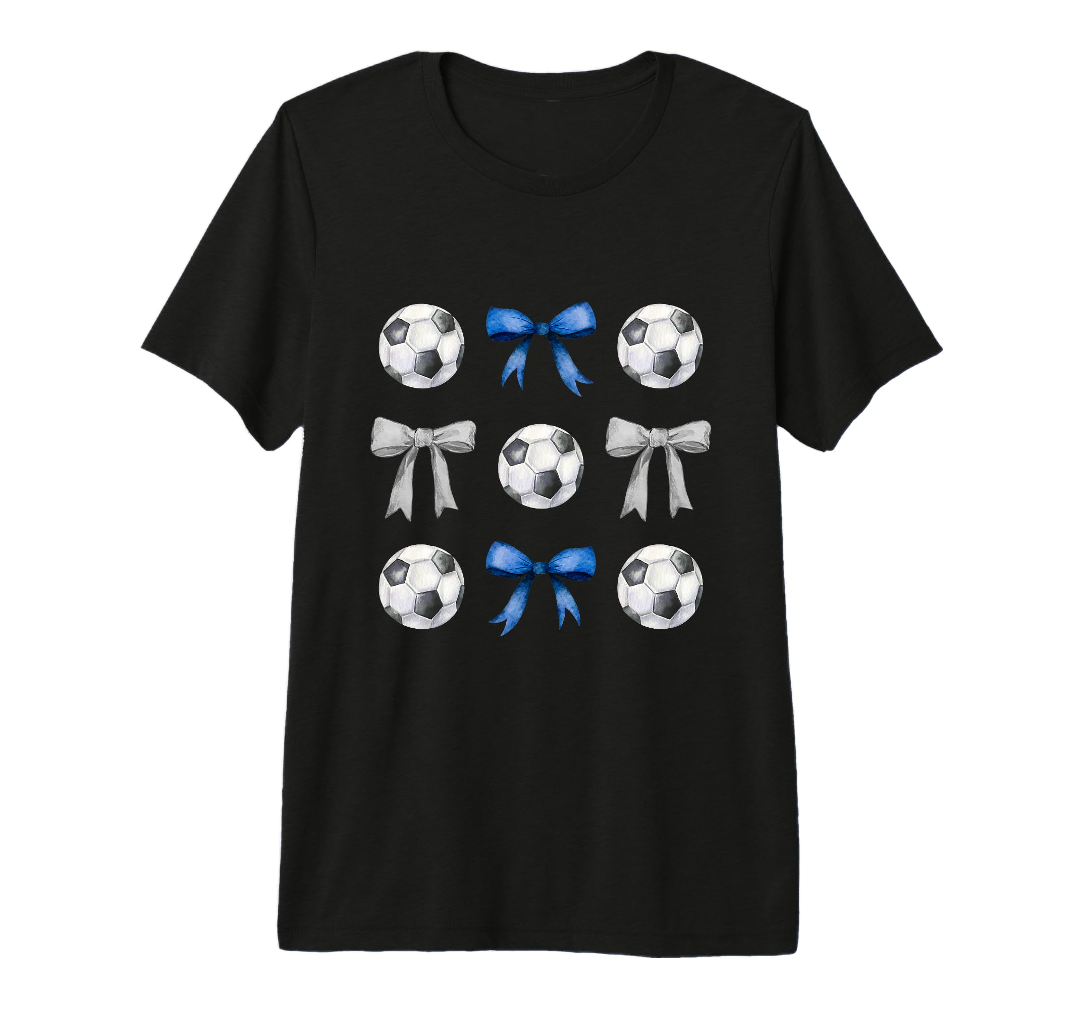 Soccer Balls Bows Soccer Player Blue T-Shirt - Aesthetic Graphic Unisex - T-Shirt, Sweatshirt, Hoodie