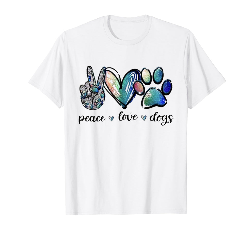 Dog Lover Peace Love Dogs Puppy Paw T-Shirt - Unique Graphic for Adults - T-Shirt, Sweatshirt, Hoodie