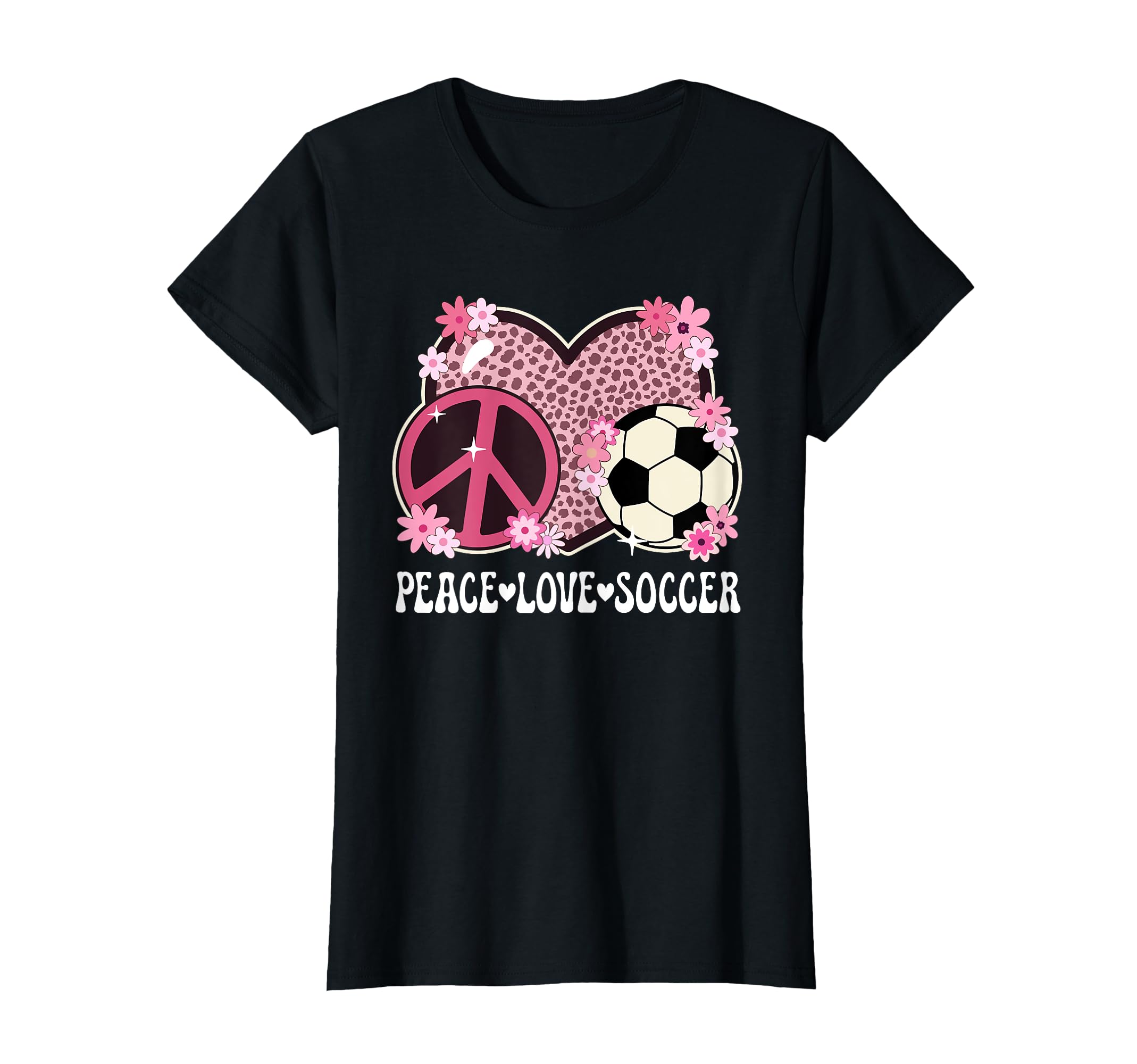 Peace Love Soccer Lover Outfit Cheetah T-Shirt - Trendy Graphic Unisex - T-Shirt, Sweatshirt, Hoodie