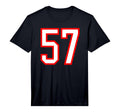 White Red Sports Team Number 57 T-Shirt - Graphic Print for Adults - T-Shirt, Sweatshirt, Hoodie