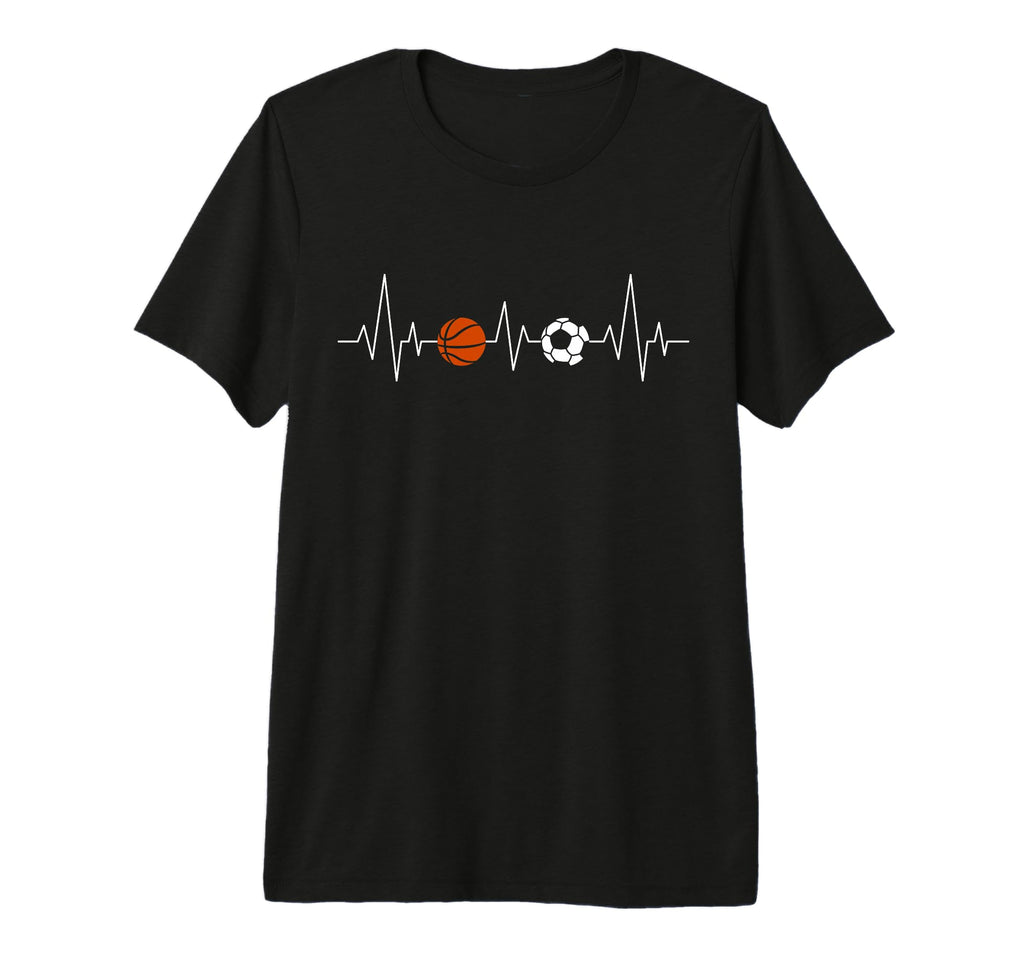 Soccer Basketball Heartbeat Funny T-Shirt - Fun Novelty Design Unisex - T-Shirt, Sweatshirt, Hoodie