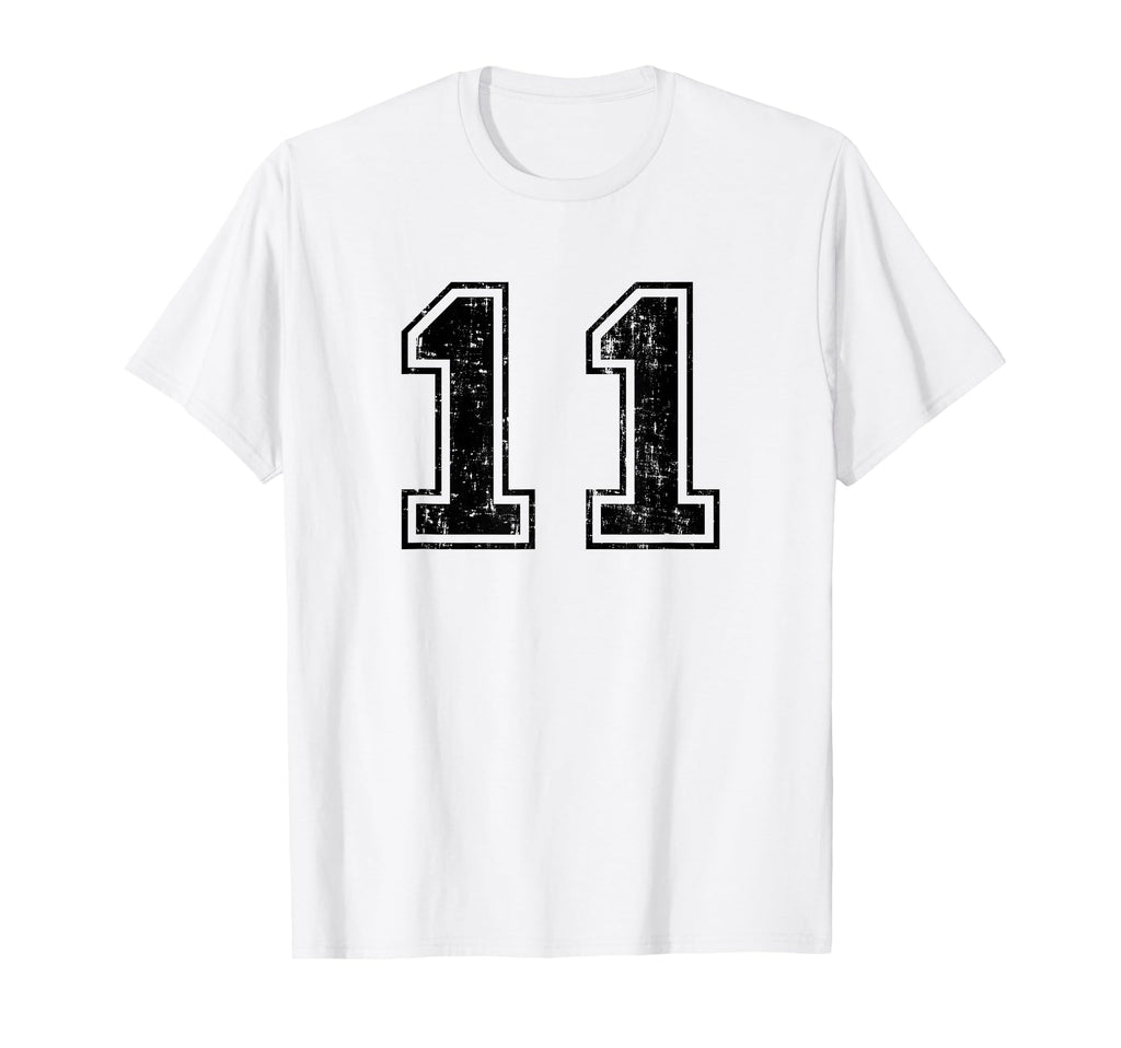 Number 11 Varsity Distressed Sport Team T-Shirt - Novelty Apparel Unisex - T-Shirt, Sweatshirt, Hoodie