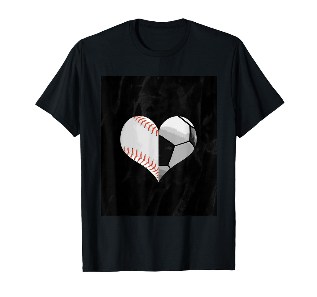 Baseball Football Soccer Ball Heart T-Shirt - Custom Art Print for Adults - T-Shirt, Sweatshirt, Hoodie