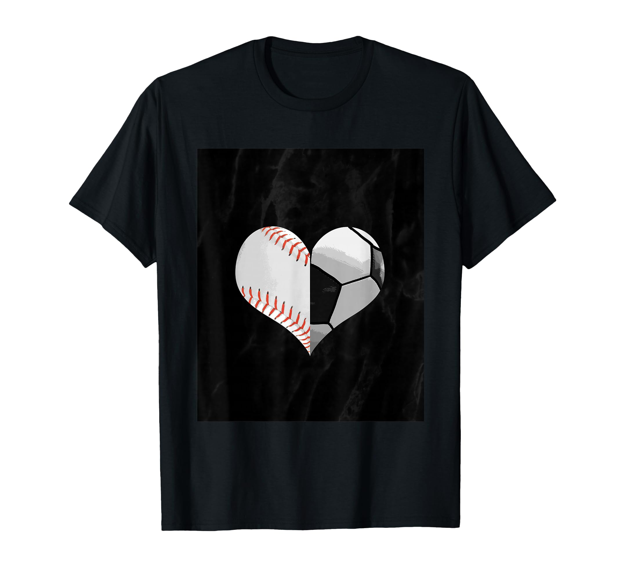 Baseball Football Soccer Ball Heart T-Shirt - Custom Art Print for Adults - T-Shirt, Sweatshirt, Hoodie