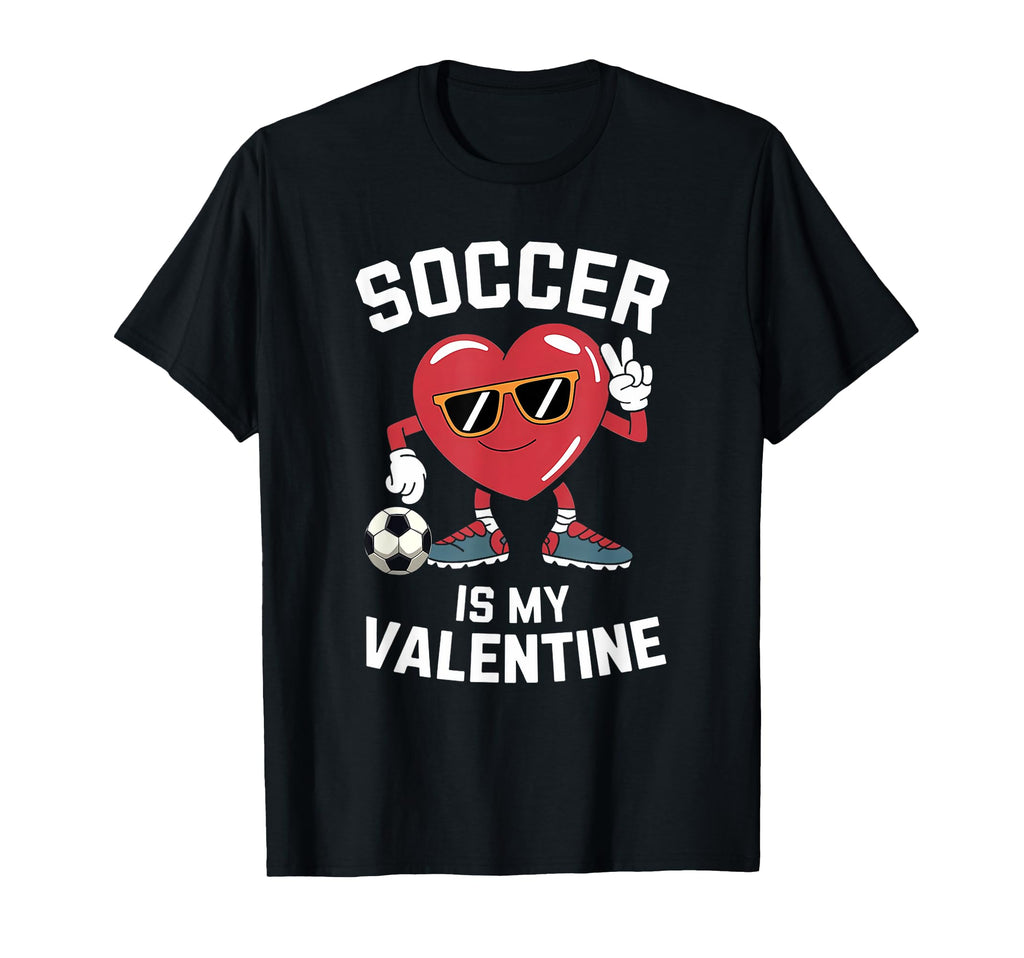 Heart Cartoon Valentine Soccer Fun T-Shirt - Aesthetic Graphic for Adults - T-Shirt, Sweatshirt, Hoodie