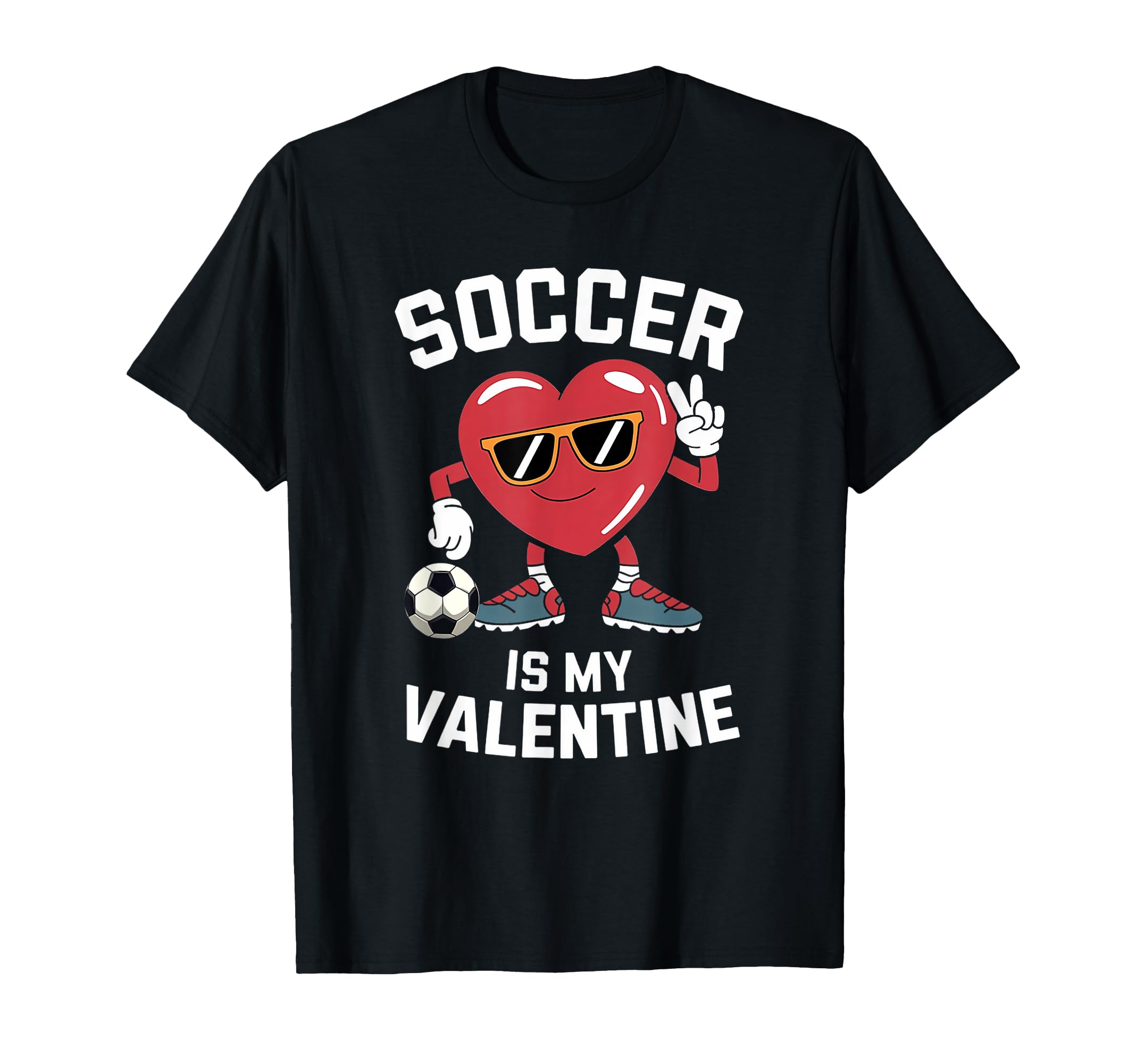 Heart Cartoon Valentine Soccer Fun T-Shirt - Aesthetic Graphic for Adults - T-Shirt, Sweatshirt, Hoodie