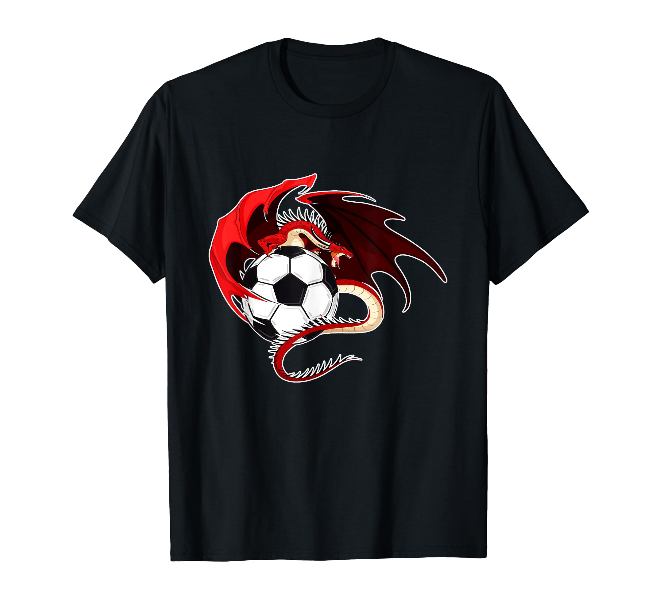 Soccer Dragon Sitting Soccer Ball T-Shirt - Custom Art Print Men Women - T-Shirt, Sweatshirt, Hoodie