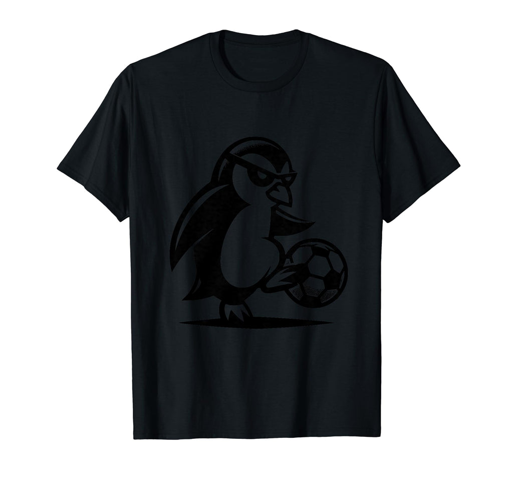 Black Silhouette Penguin Soccer Ball T-Shirt - Casual Everyday Wear Unisex - T-Shirt, Sweatshirt, Hoodie