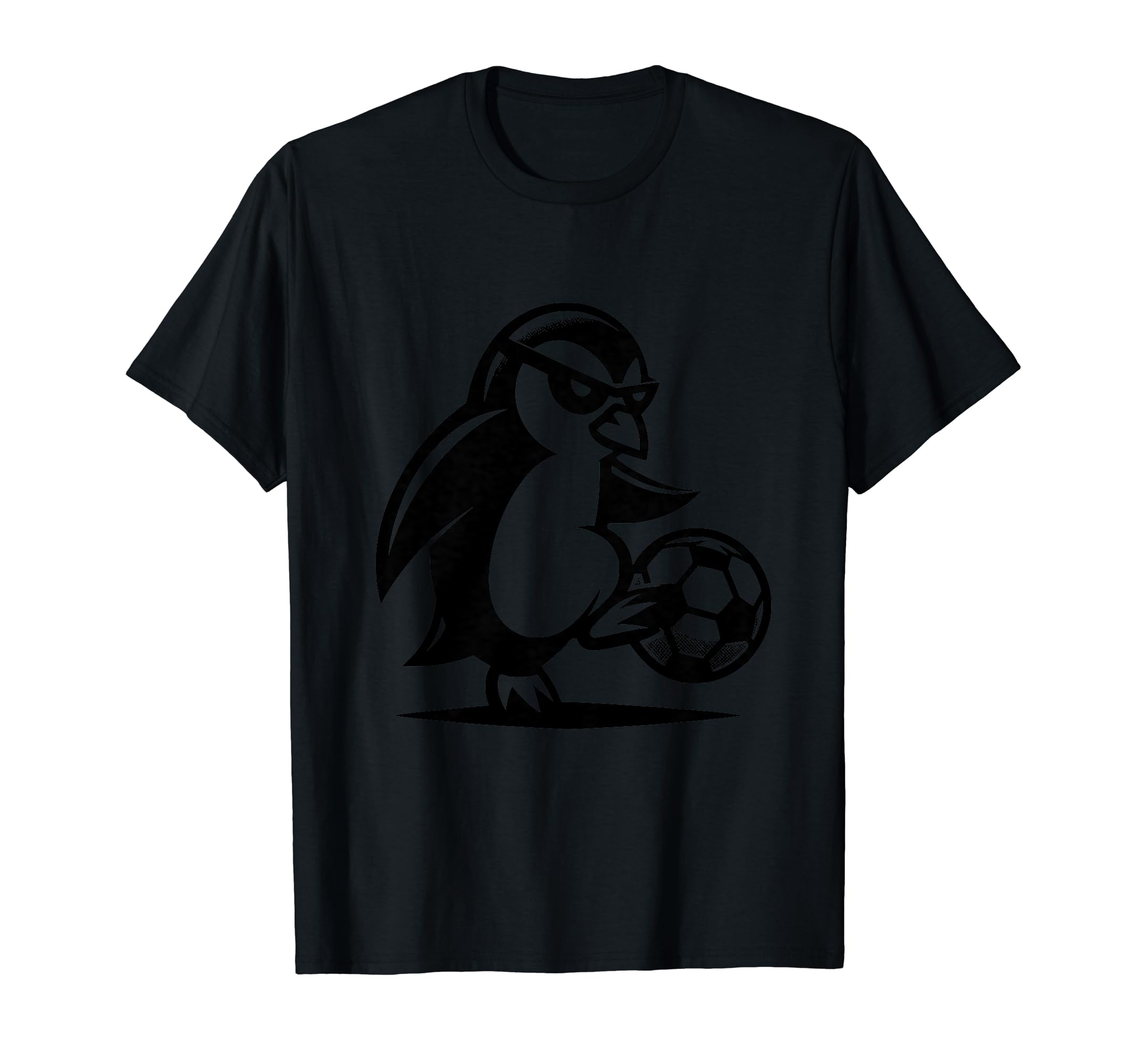 Black Silhouette Penguin Soccer Ball T-Shirt - Casual Everyday Wear Unisex - T-Shirt, Sweatshirt, Hoodie