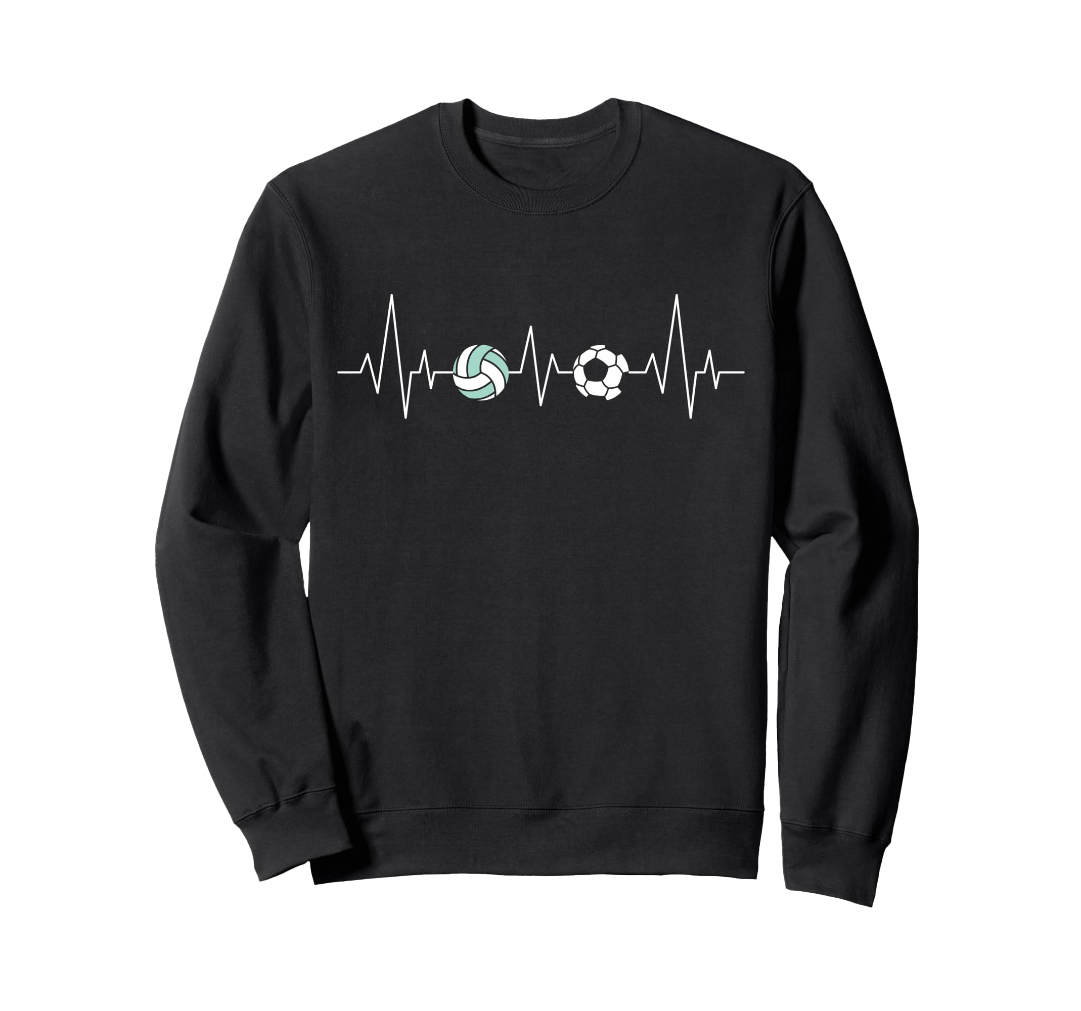 Soccer Volleyball Heartbeat Funny Sweatshirt - Custom Art Print Men Women - T-Shirt, Sweatshirt, Hoodie