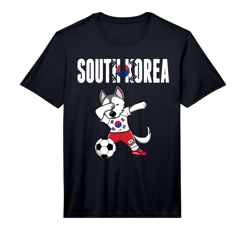 Dabbing Husky Dog South Korea Soccer T-Shirt - Casual Everyday Wear Unisex - T-Shirt, Sweatshirt, Hoodie