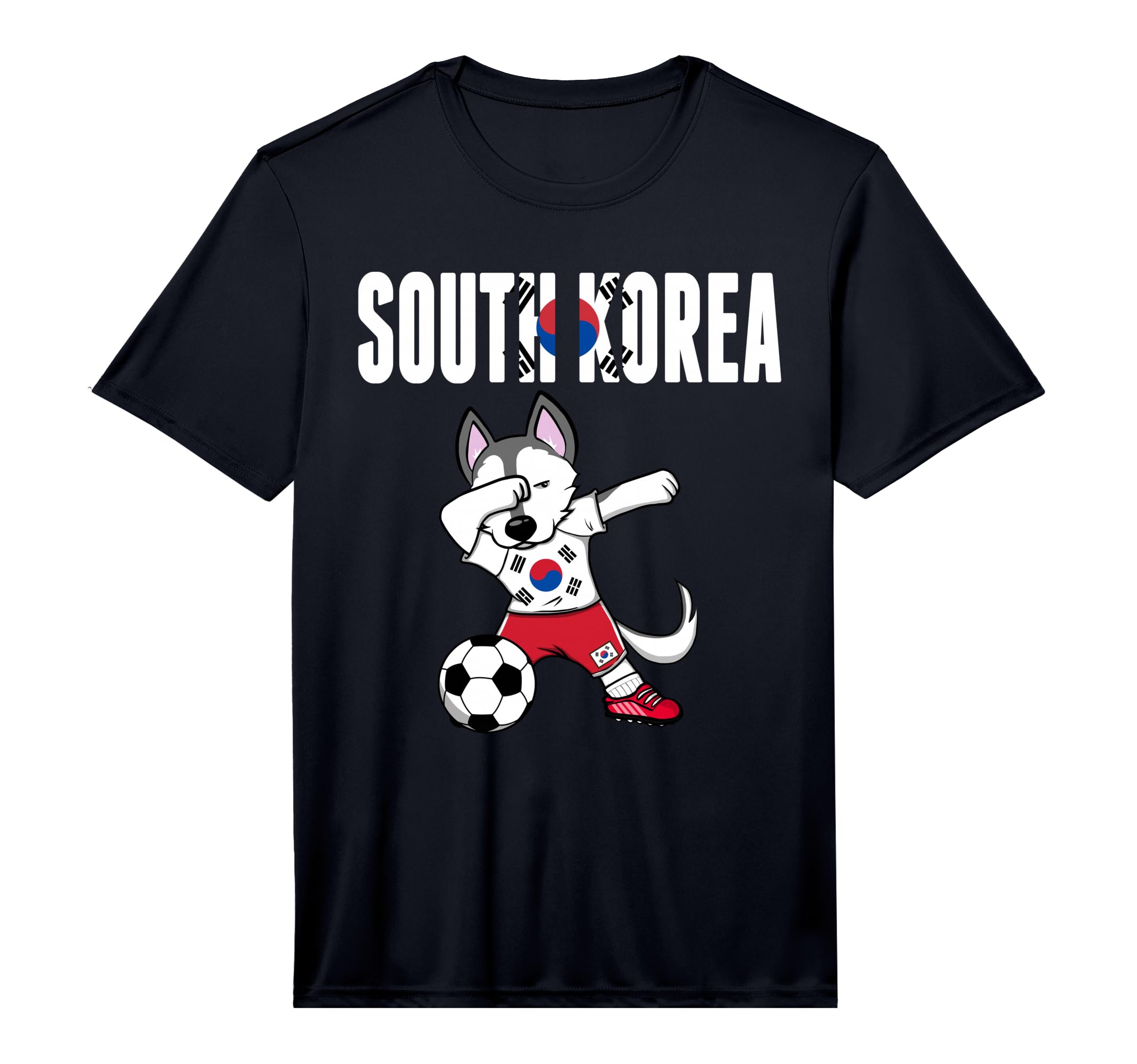 Dabbing Husky Dog South Korea Soccer T-Shirt - Casual Everyday Wear Unisex - T-Shirt, Sweatshirt, Hoodie
