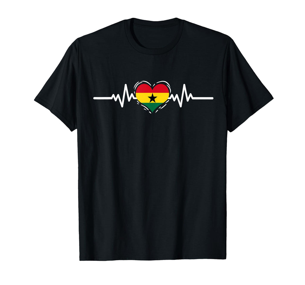 Ghana Flag Heartbeat Ghanaian Roots T-Shirt - Unique Graphic for Adults - T-Shirt, Sweatshirt, Hoodie