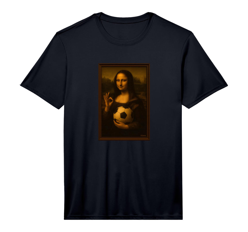 Mona Lisa Loves Soccer Performance T-Shirt - Fun Novelty Design for Adults - T-Shirt, Sweatshirt, Hoodie