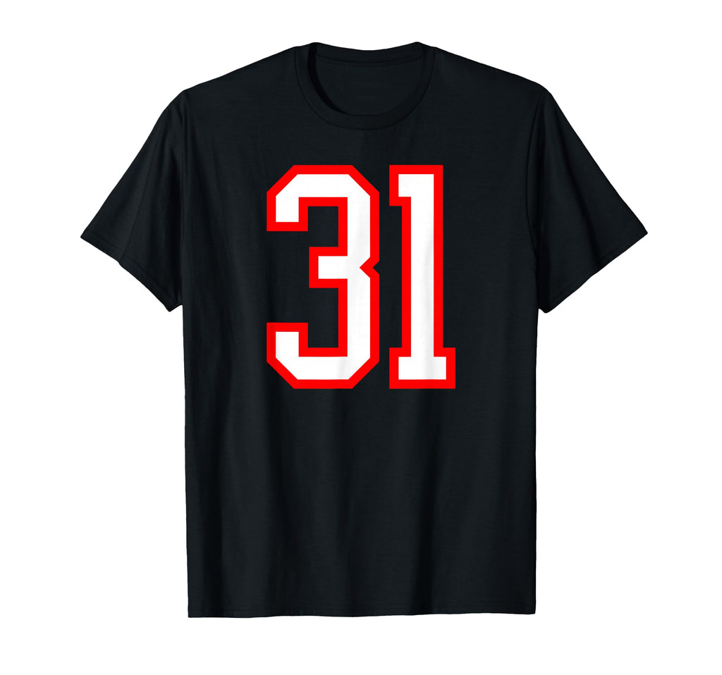 White Red Sports Team Number 31 T-Shirt - Unique Graphic Men Women - T-Shirt, Sweatshirt, Hoodie