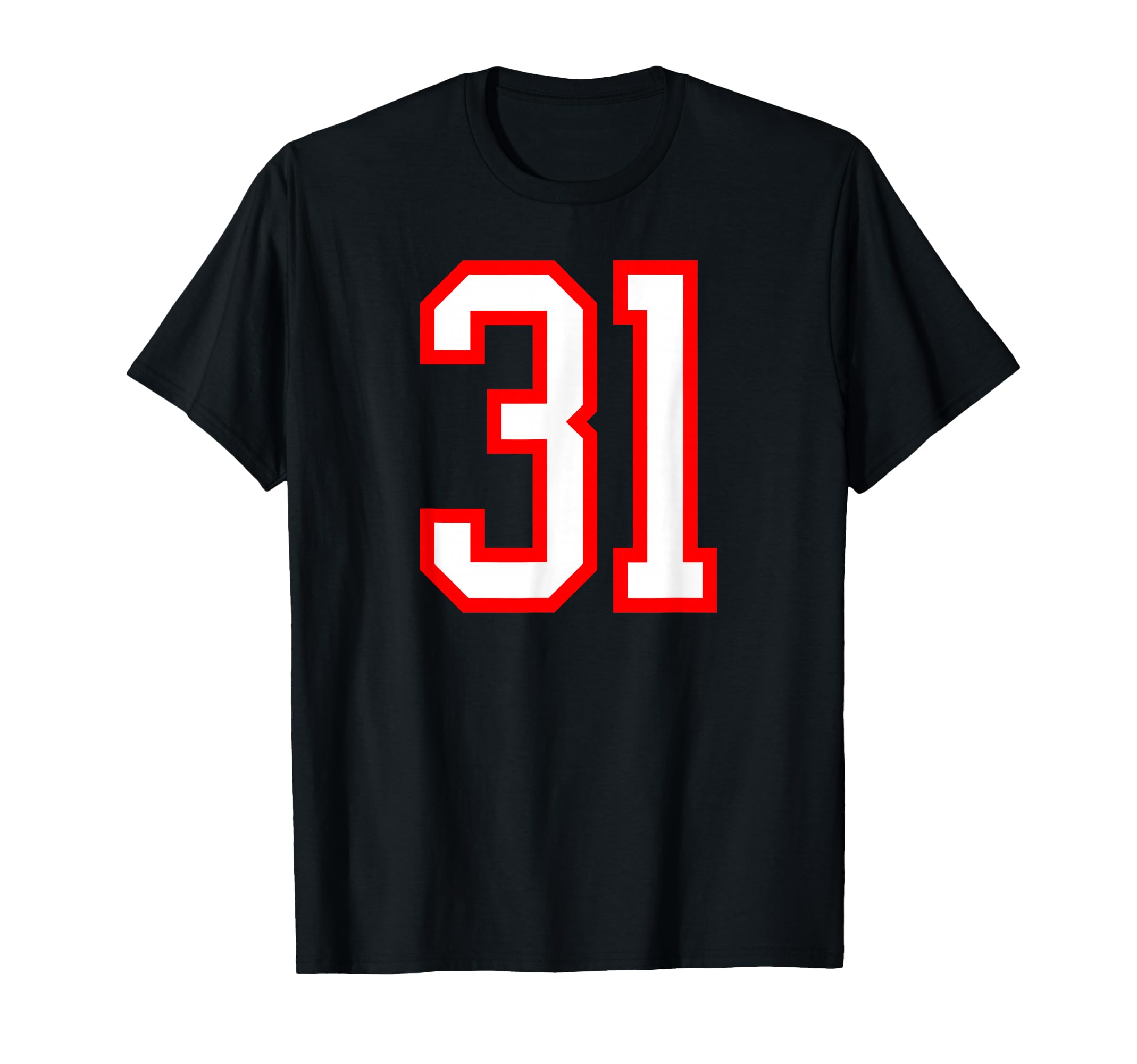White Red Sports Team Number 31 T-Shirt - Unique Graphic Men Women - T-Shirt, Sweatshirt, Hoodie