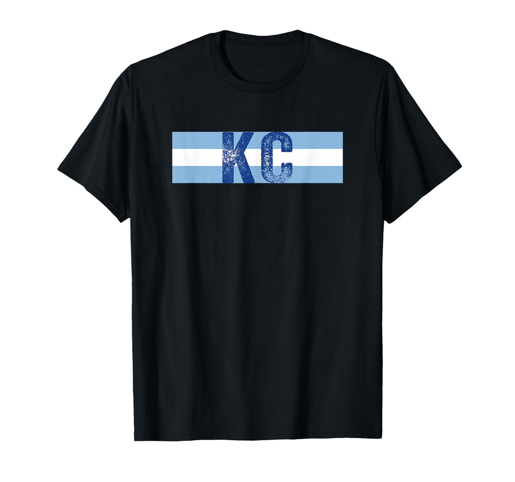 Kc 2 Letters Kansas City Kc Blue Stripes T-Shirt - Novelty Apparel Unisex - T-Shirt, Sweatshirt, Hoodie