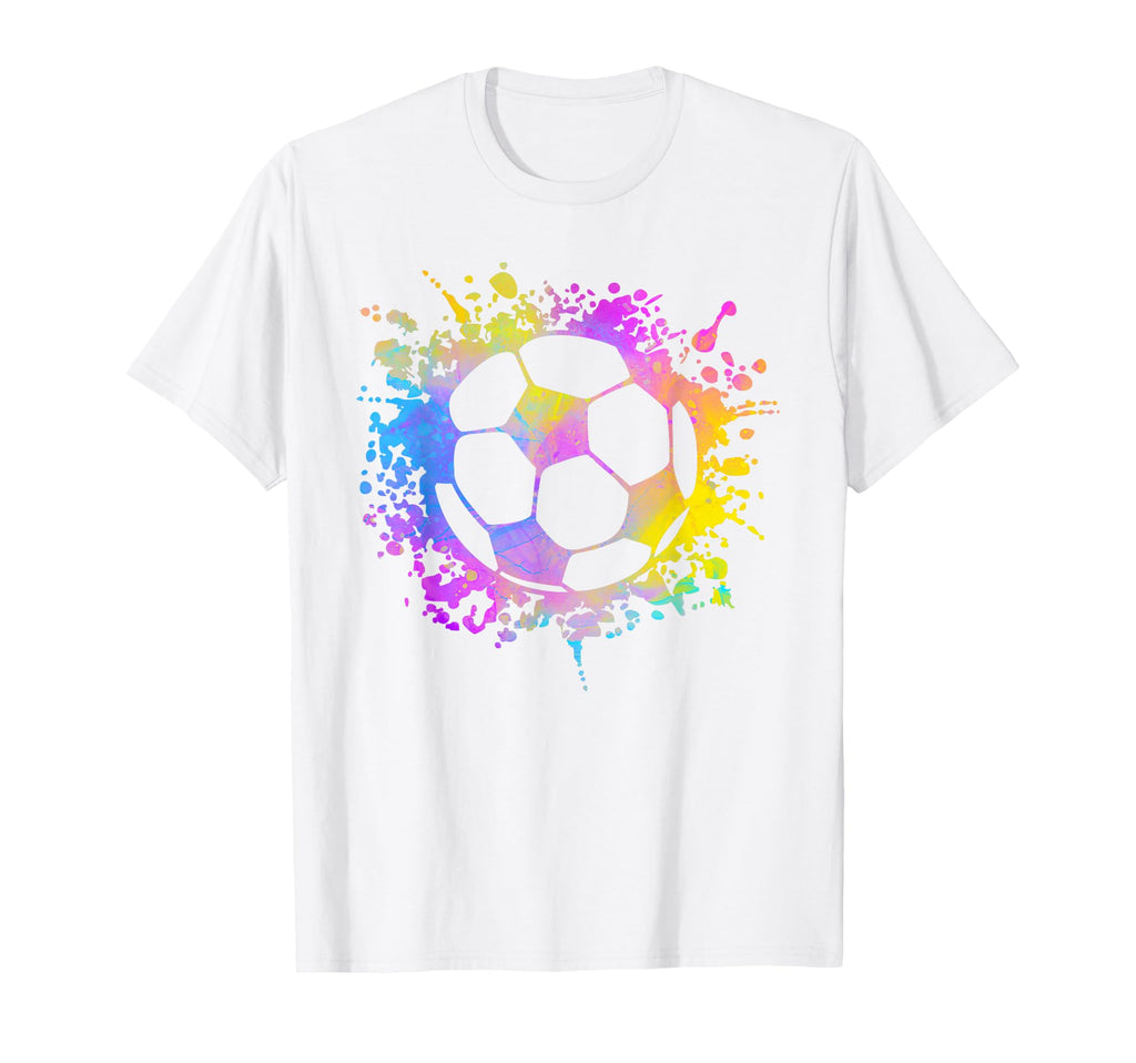 Soccer Ball Watercolor Paint Splashes T-Shirt - Custom Art Print Unisex - T-Shirt, Sweatshirt, Hoodie