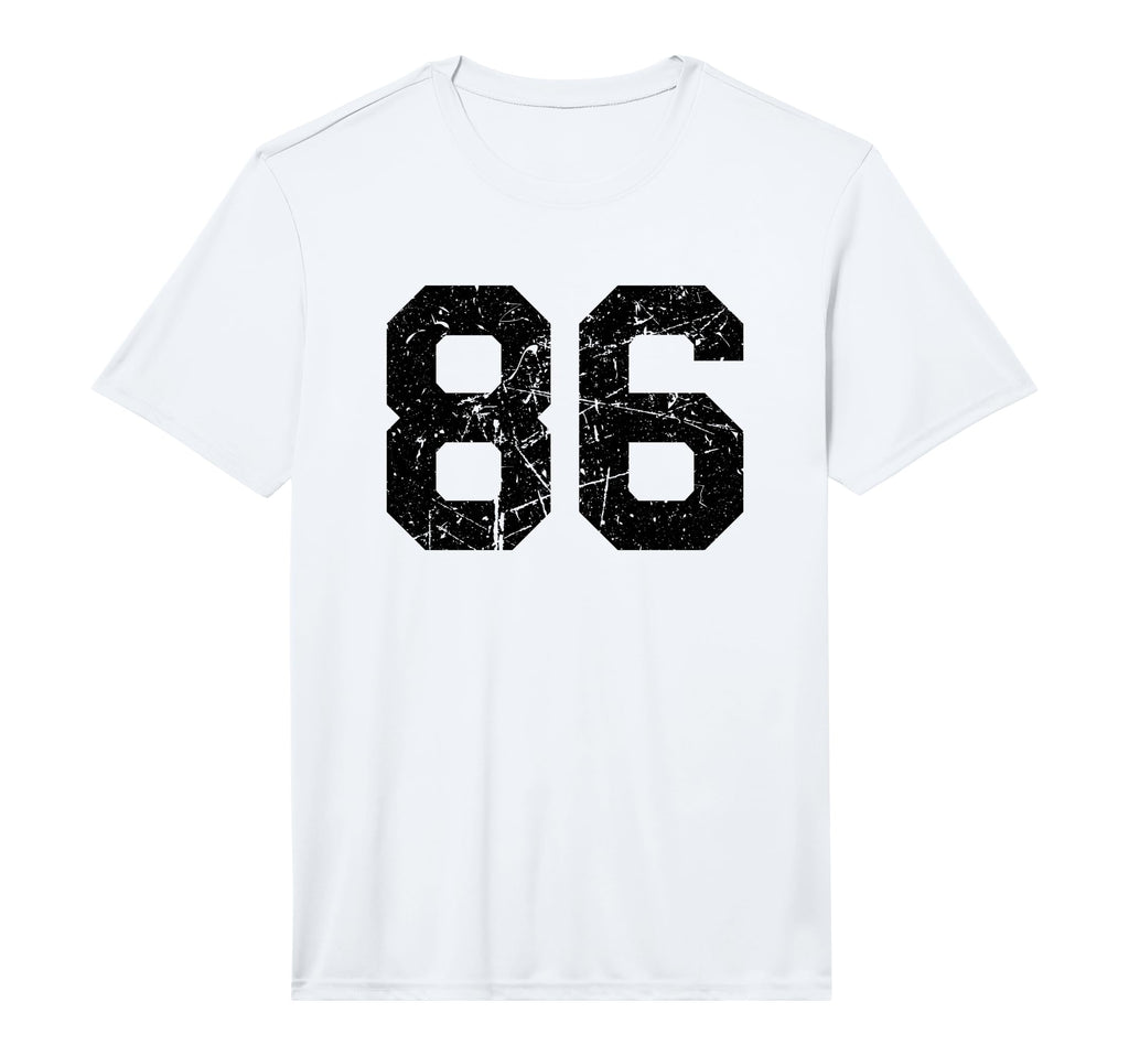 Number 86 Sport Black Distressed T-Shirt - Fun Novelty Design for Adults - T-Shirt, Sweatshirt, Hoodie