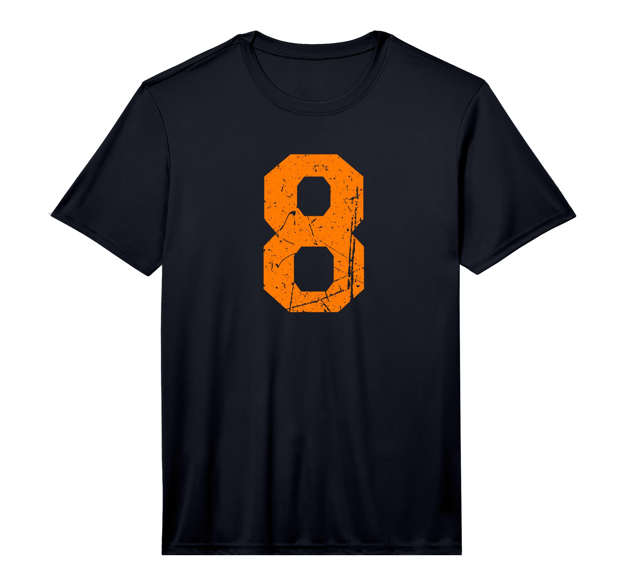 Number 8 Orange Distressed Sport Number T-Shirt - Aesthetic Graphic Unisex - T-Shirt, Sweatshirt, Hoodie