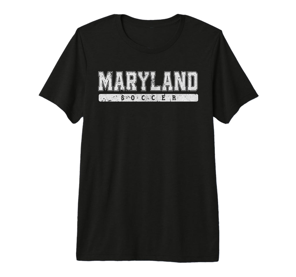 Maryland Soccer White Text Tri Blend T-Shirt - Fun Novelty Design Unisex - T-Shirt, Sweatshirt, Hoodie