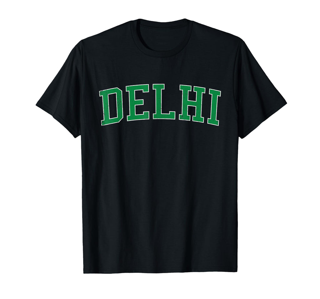 Delhi Ca Distressed Green Varsity T-Shirt - Minimalist Print Unisex - T-Shirt, Sweatshirt, Hoodie