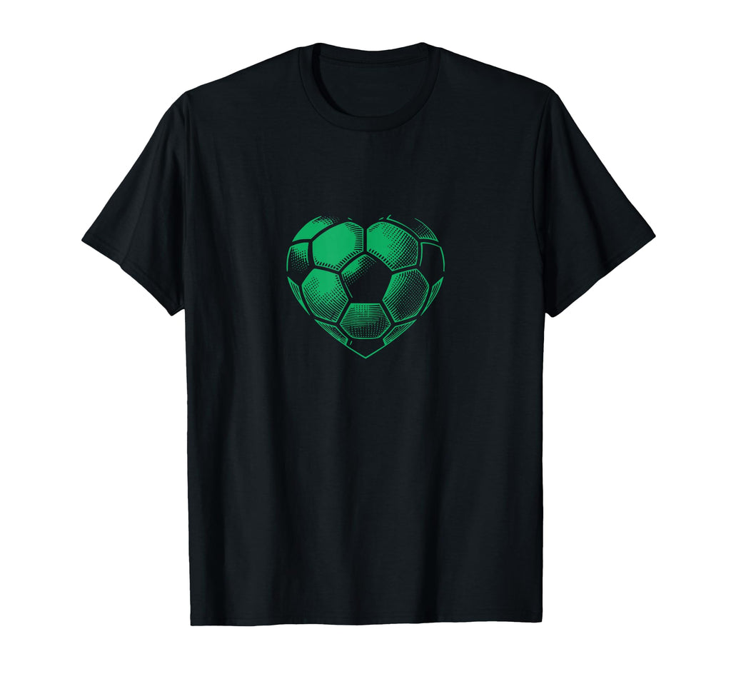 Soccer Ball Green Color Heart Mom T-Shirt - Streetwear Style for Adults - T-Shirt, Sweatshirt, Hoodie