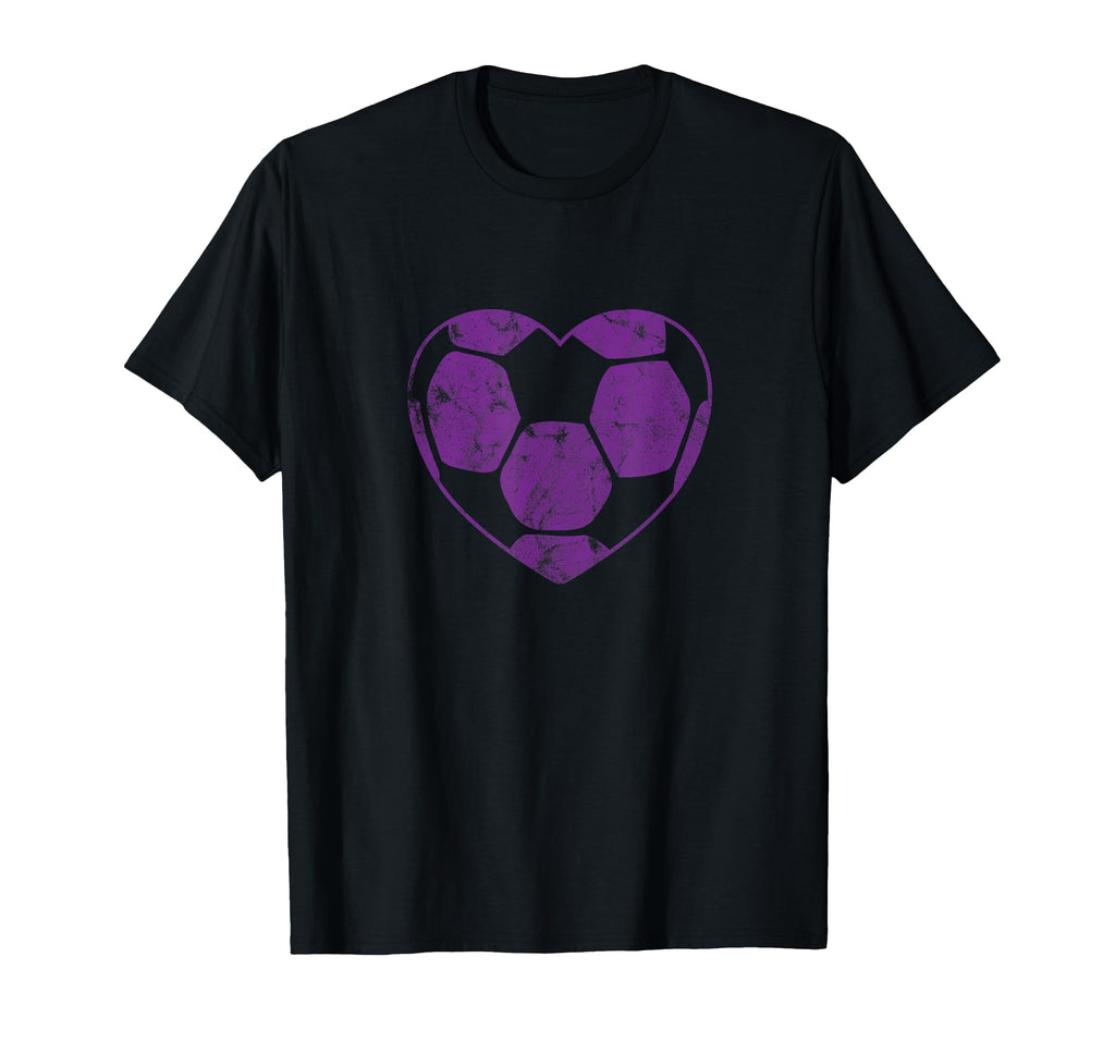 Purple Soccer Ball Mom Fan Simple Heart T-Shirt - Trendy Graphic Men Women - T-Shirt, Sweatshirt, Hoodie