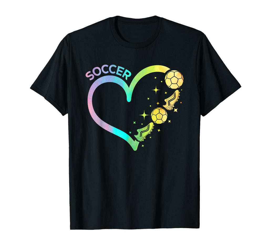 Colorful Watercolor Soccer Heart Soccer T-Shirt - Graphic Print Men Women - T-Shirt, Sweatshirt, Hoodie