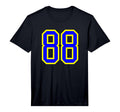 Number 88 Blue Yellow Plain Number T-Shirt - Minimalist Print for Adults - T-Shirt, Sweatshirt, Hoodie